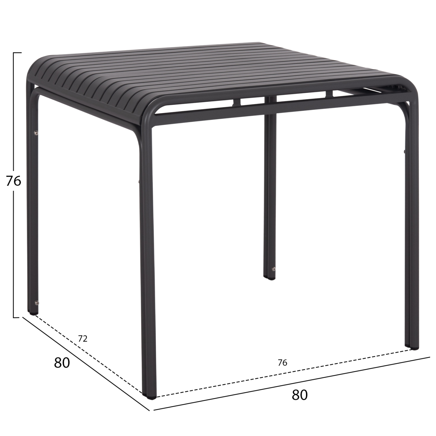 ΤΡΑΠΕΖΙ ΤΕΤΡΑΓΩΝΟ ΑΛΟΥΜΙΝΙΟΥ RACHEL HM6338.01 ΓΚΡΙ 80x80x76Υεκ. 2