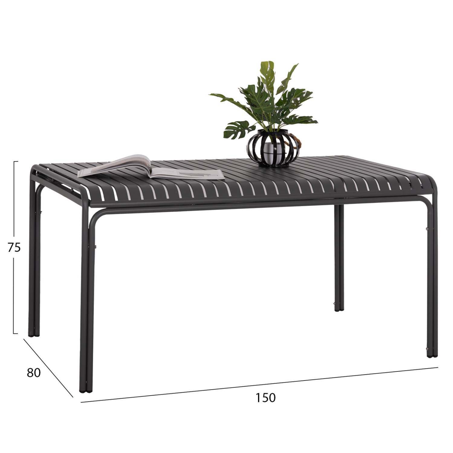 ΤΡΑΠΕΖΙ ΑΛΟΥΜΙΝΙΟΥ RACHEL HM6339.01 ΓΚΡΙ 150x80x75Υεκ. 2