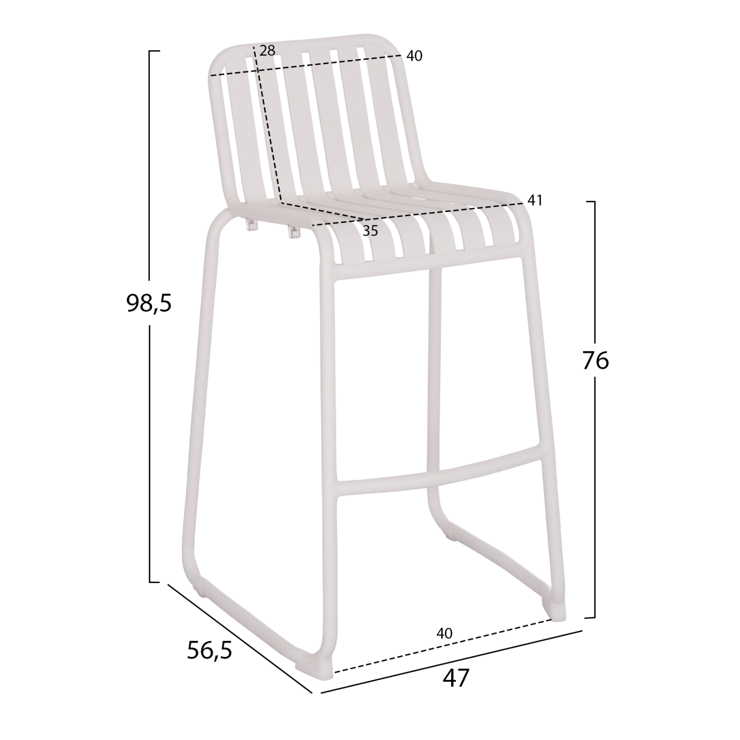 ΣΚΑΜΠΟ ΜΠΑΡ ΑΛΟΥΜΙΝΙΟΥ RACHEL HM6341.02 ΛΕΥΚΟ 47x56,5x98,5Υεκ. 2