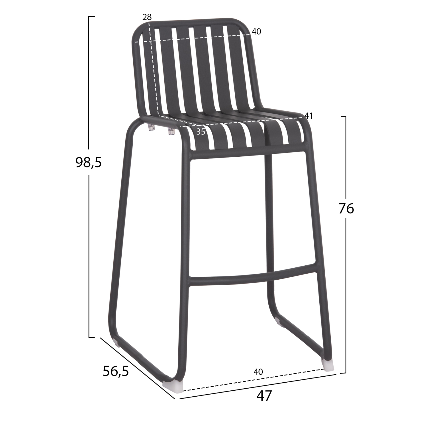 ΣΚΑΜΠΟ ΜΠΑΡ ΑΛΟΥΜΙΝΙΟΥ RACHEL HM6341.01 ΓΚΡΙ 47x56,5x98,5Υεκ. 2
