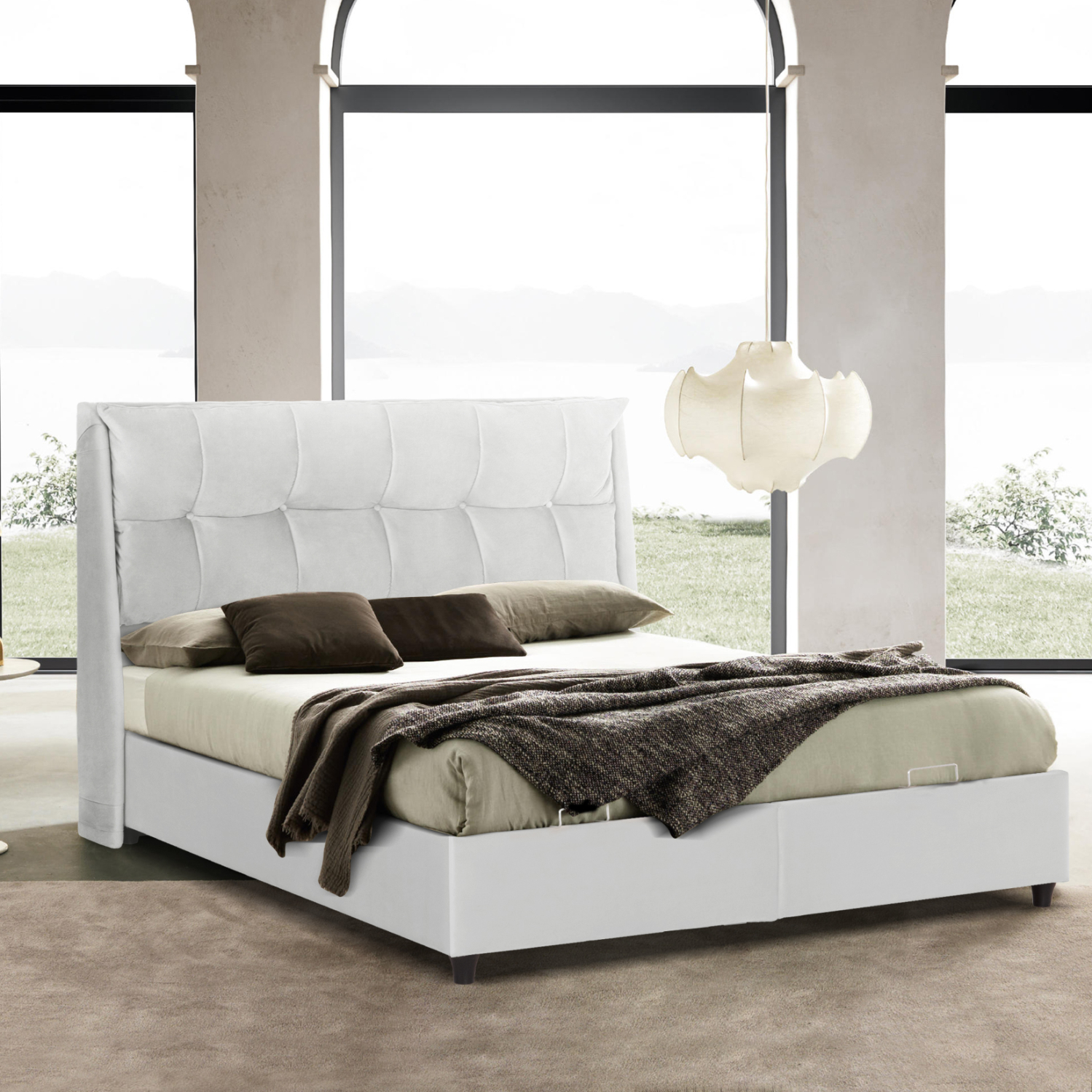 ΚΡEΒΑΤΙ ΜΕ ΑΠΟΘΗΚΕΥΤΙΚΟ ΧΩΡΟ DREAMLET HM716.03 ΛΕΥΚΟ TEDDY ΥΦΑΣΜΑ- ΓΙΑ ΣΤΡΩΜΑ 160x200εκ. 2