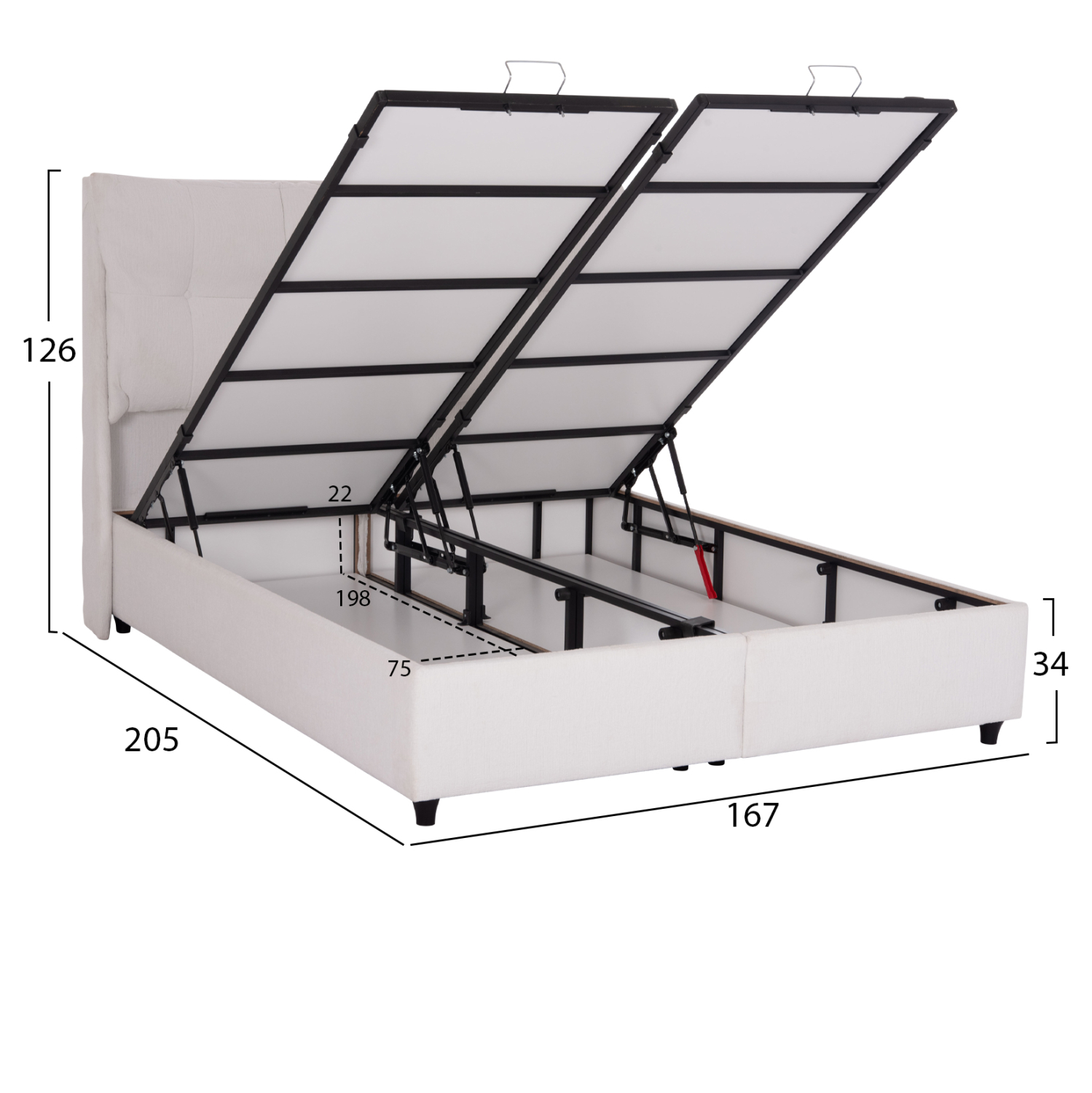 ΚΡEΒΑΤΙ ΜΕ ΑΠΟΘΗΚΕΥΤΙΚΟ ΧΩΡΟ DREAMLET HM716.03 ΛΕΥΚΟ TEDDY ΥΦΑΣΜΑ- ΓΙΑ ΣΤΡΩΜΑ 160x200εκ. 3