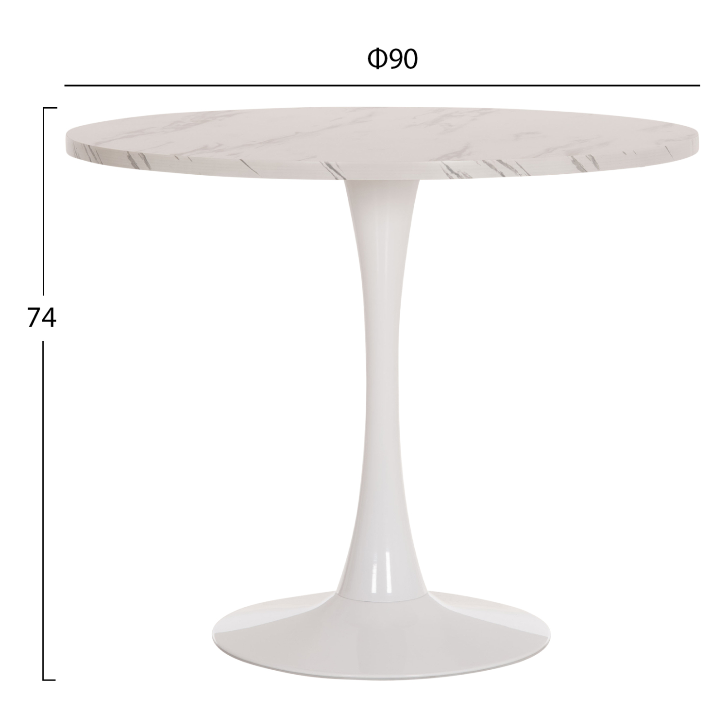 ΤΡΑΠΕΖΙ ΤΡΑΠΕΖΑΡΙΑΣ ROLLO HM9421.11 ΣΤΡΟΓΓΥΛΟ WHITE MARBLE Φ90x74Υεκ. 2