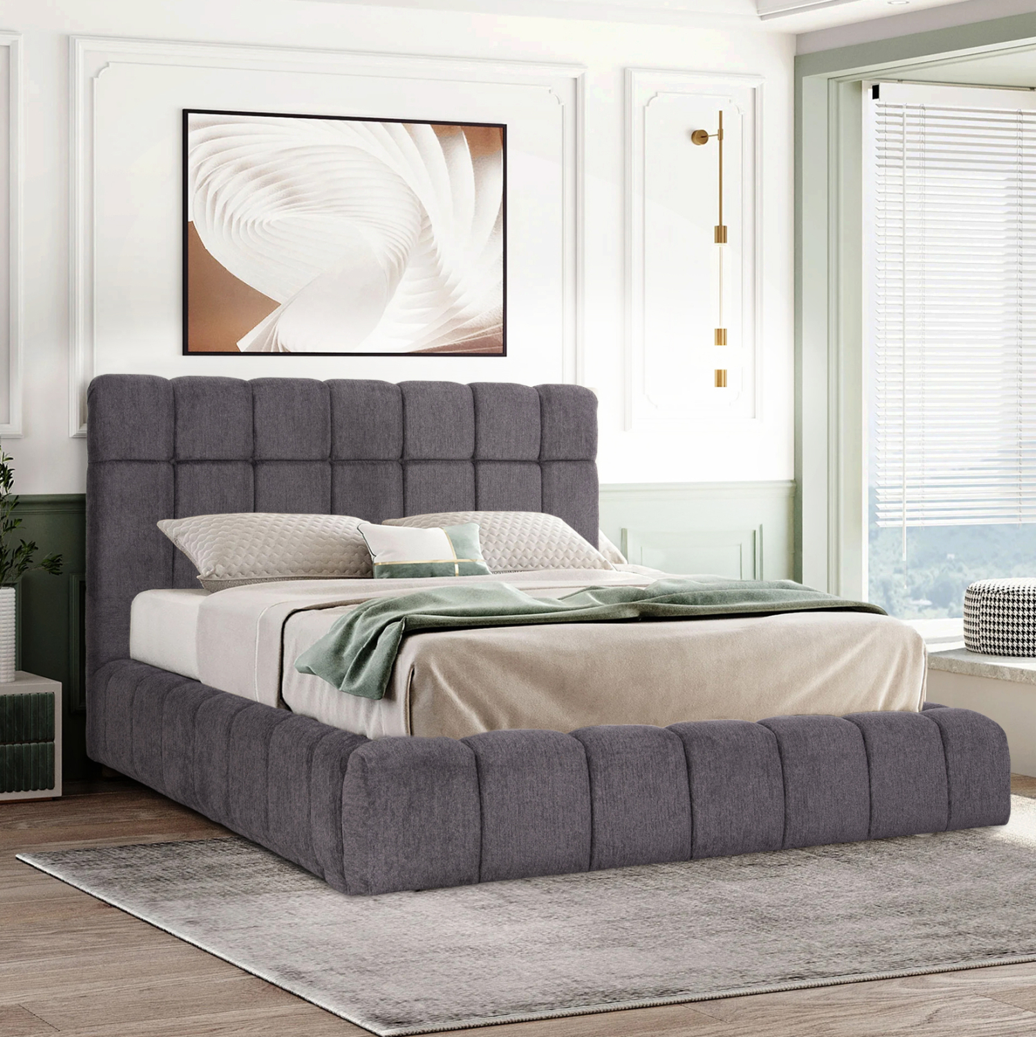 ΚΡΕΒΑΤΙ RAMON ΜΕ ΑΠΟΘ. ΧΩΡΟ HM720.22 ΥΦΑΣΜΑ TEDDY ΓΚΡΙ-ΓΙΑ ΣΤΡΩΜΑ 160x200εκ 2