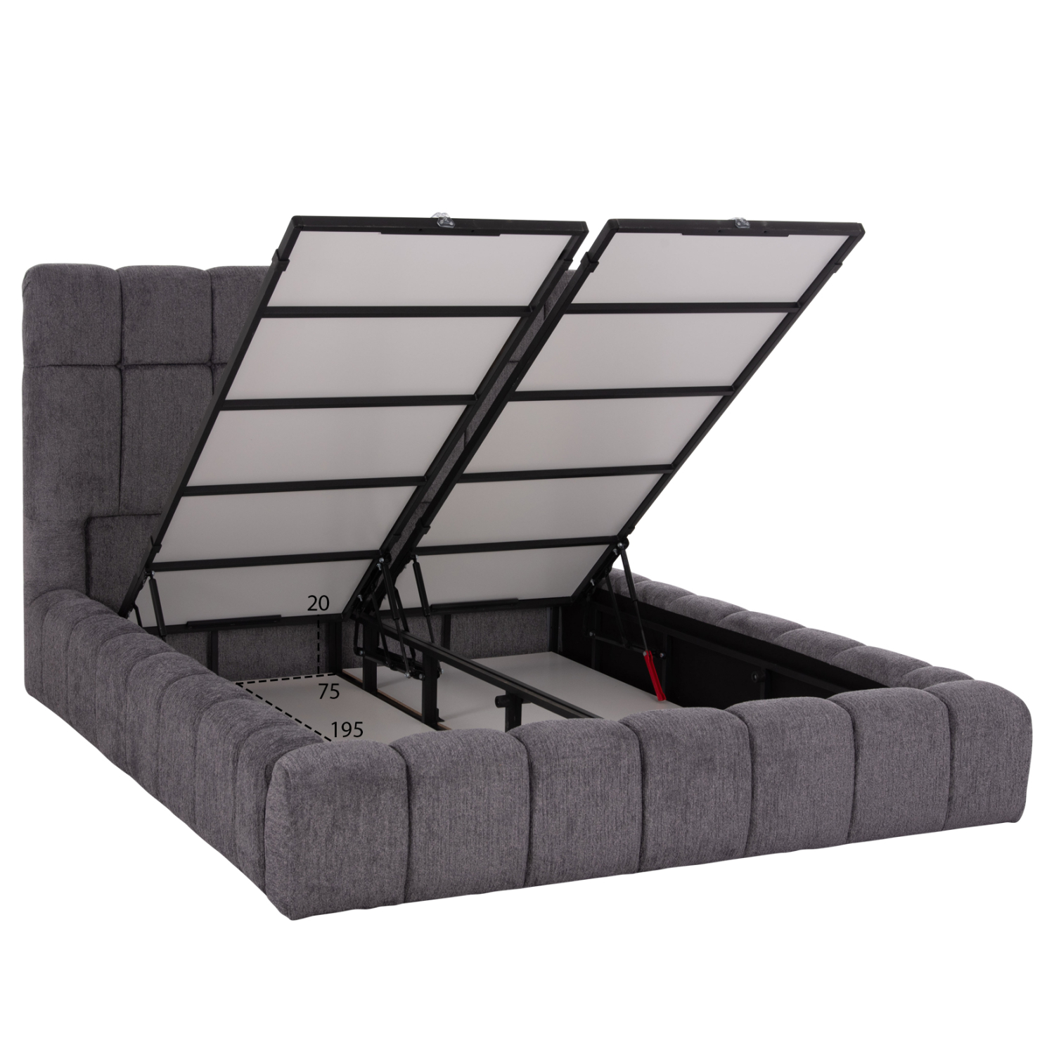 ΚΡΕΒΑΤΙ RAMON ΜΕ ΑΠΟΘ. ΧΩΡΟ HM720.22 ΥΦΑΣΜΑ TEDDY ΓΚΡΙ-ΓΙΑ ΣΤΡΩΜΑ 160x200εκ 6