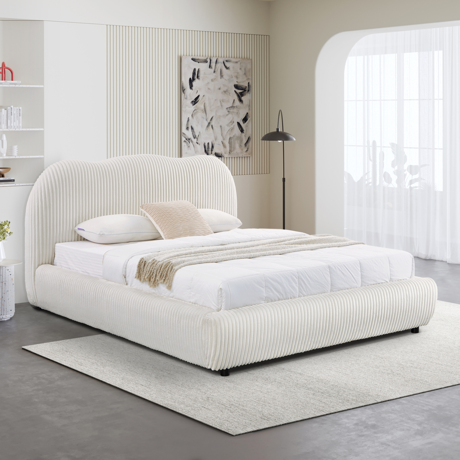 ΚΡΕΒΑΤΙ ΜΕ ΑΠΟΘ.ΧΩΡΟ KALLY HM729.03 ΜΠΕΖ FAUX FUR ΥΦΑΣΜΑ--ΓΙΑ ΣΤΡΩΜΑ 160x200εκ 2