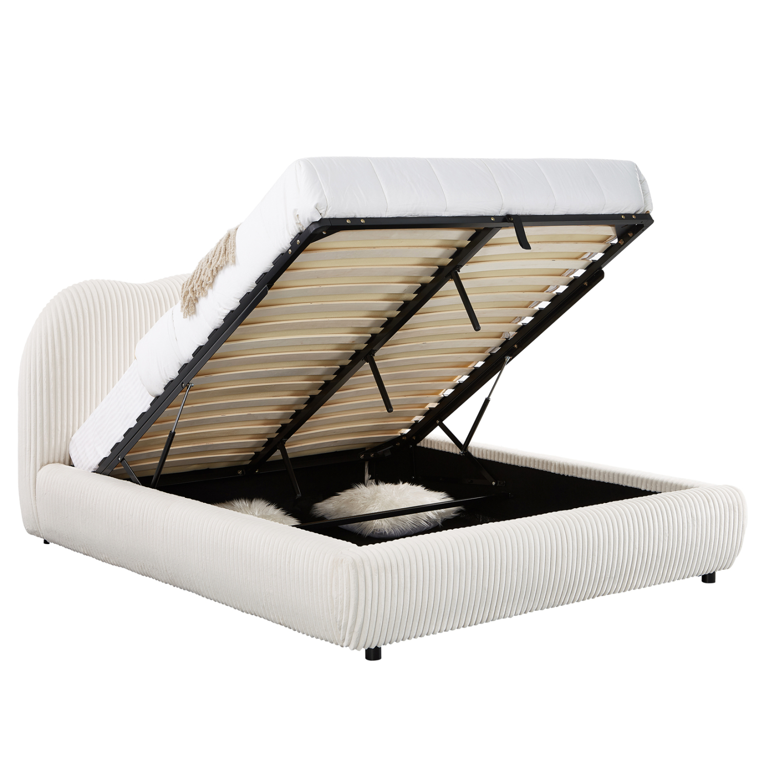 ΚΡΕΒΑΤΙ ΜΕ ΑΠΟΘ.ΧΩΡΟ KALLY HM729.03 ΜΠΕΖ FAUX FUR ΥΦΑΣΜΑ--ΓΙΑ ΣΤΡΩΜΑ 160x200εκ 6