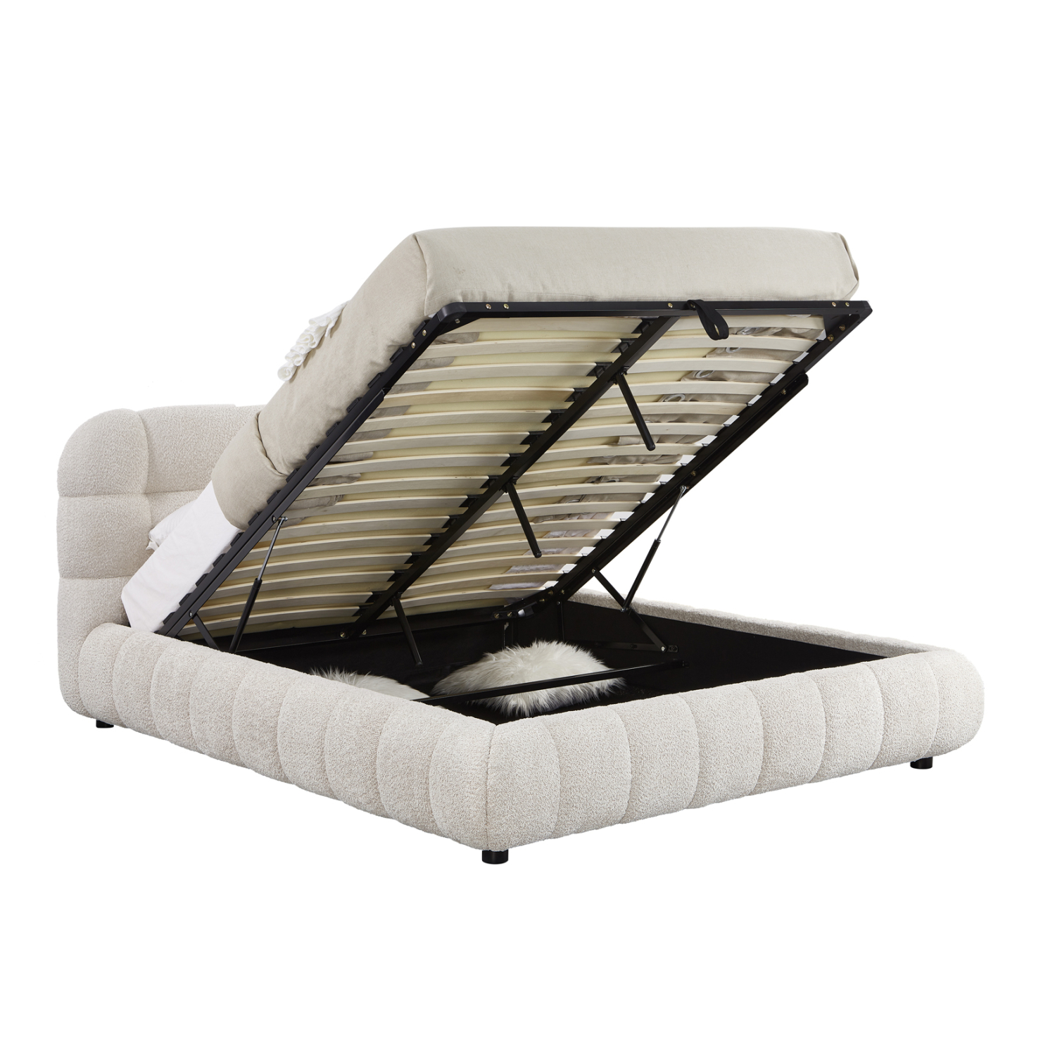 ΚΡΕΒΑΤΙ ΜΕ ΑΠΟΘ.ΧΩΡΟ MOLEN HM730.03 ΜΠΕΖ ΜΠΟΥΚΛΕ ΥΦΑΣΜΑ--ΓΙΑ ΣΤΡΩΜΑ 160x200εκ 6