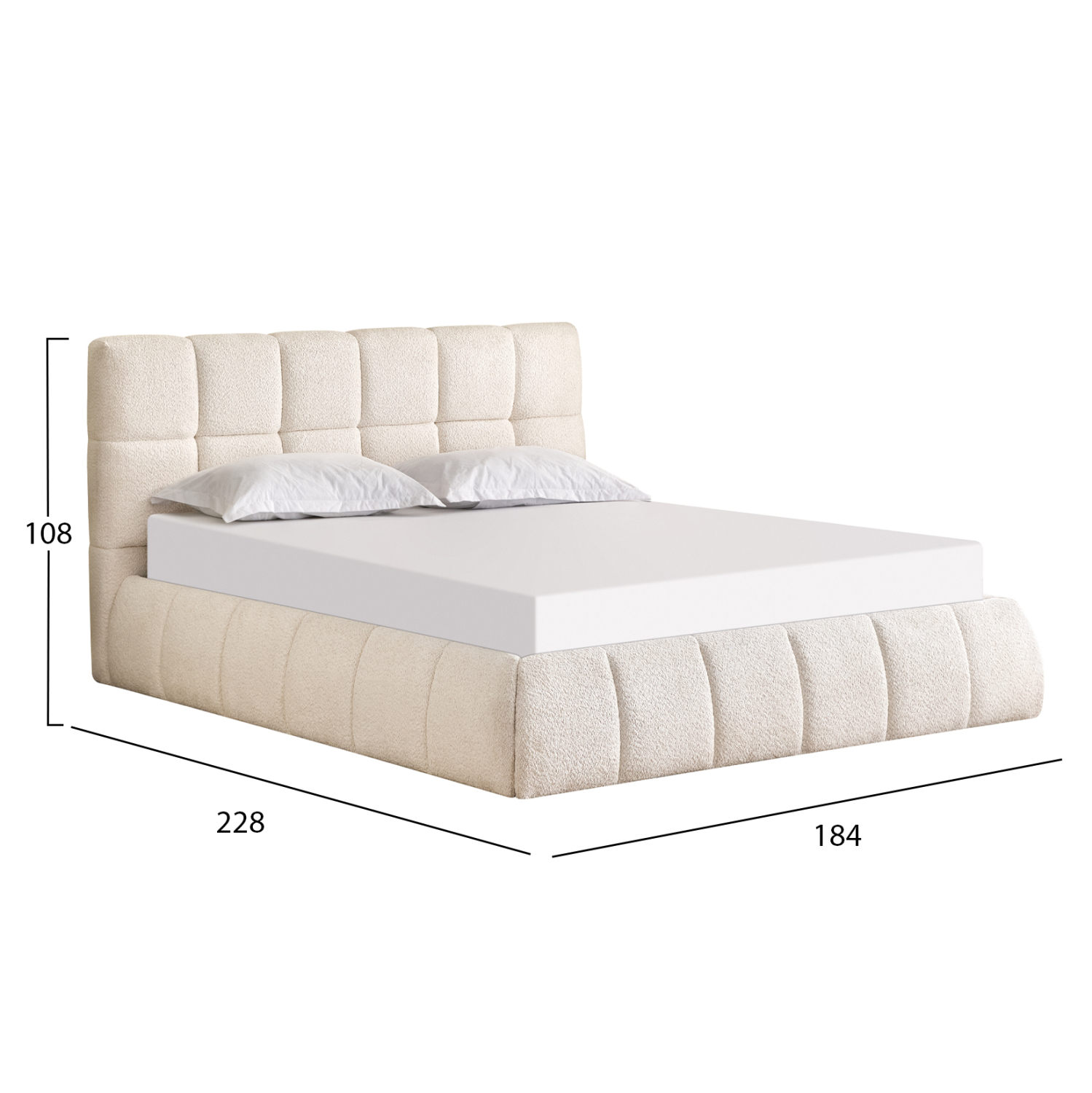 ΚΡΕΒΑΤΙ ΔΙΠΛΟ EDDY HM731.03 ΜΠΕΖ ΜΠΟΥΚΛΕ &amp; ΑΠΟΘΗΚΕΥΤΙΚΟΣ ΧΩΡΟΣ ΓΙΑ  ΣΤΡΩΜΑ 160x200εκ 3