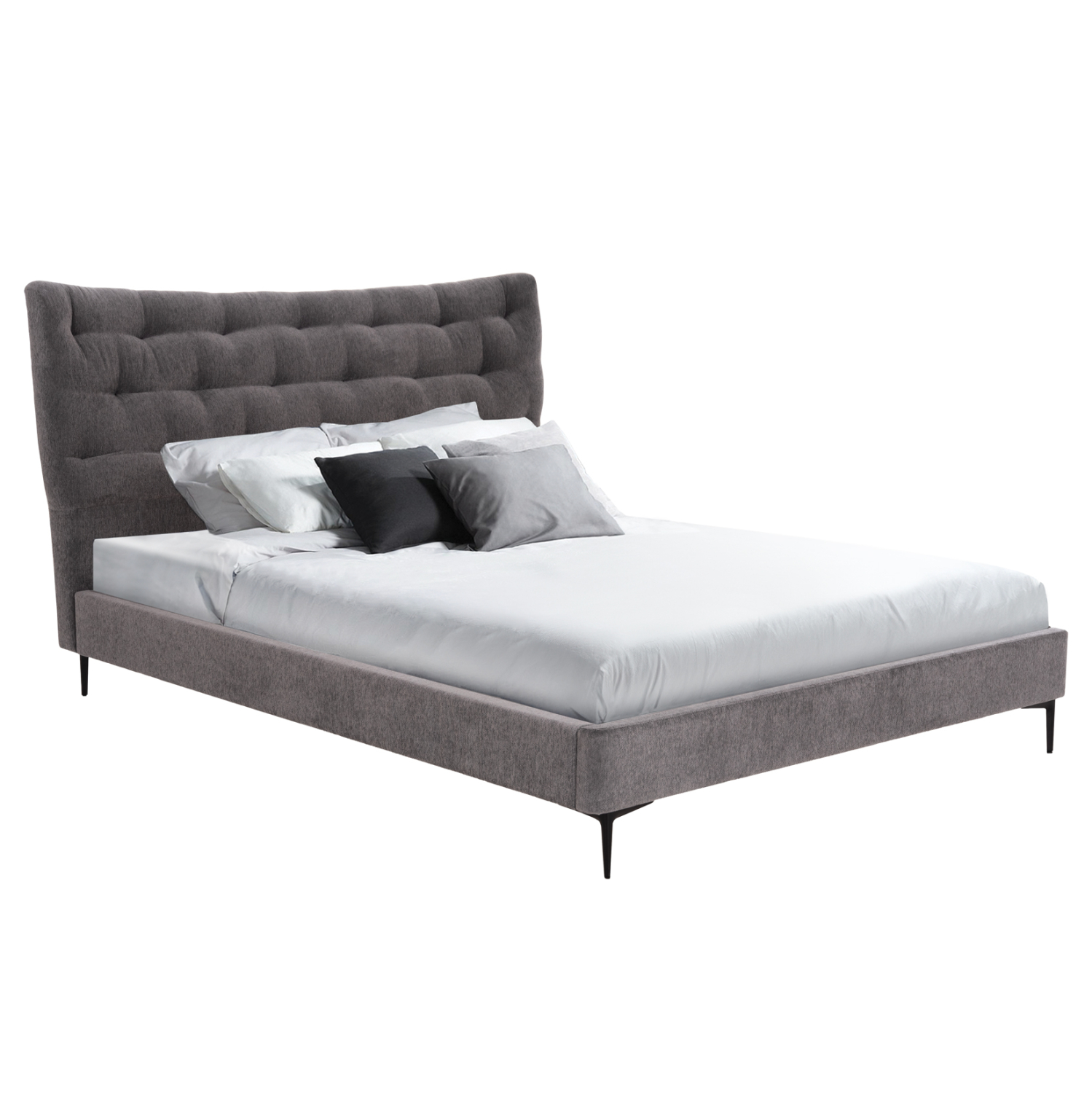 ΚΡΕΒΑΤΙ ΔΙΠΛΟ JILL HM737.01 ΥΦΑΣΜΑ ΣΕ ΓΚΡΙ--ΓΙΑ ΣΤΡΩΜΑ 160x200εκ. 1