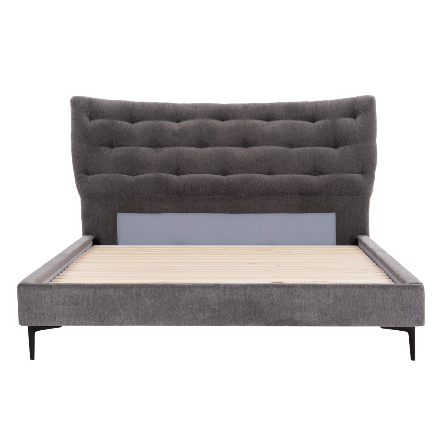 ΚΡΕΒΑΤΙ ΔΙΠΛΟ JILL HM737.01 ΥΦΑΣΜΑ ΣΕ ΓΚΡΙ--ΓΙΑ ΣΤΡΩΜΑ 160x200εκ. 3