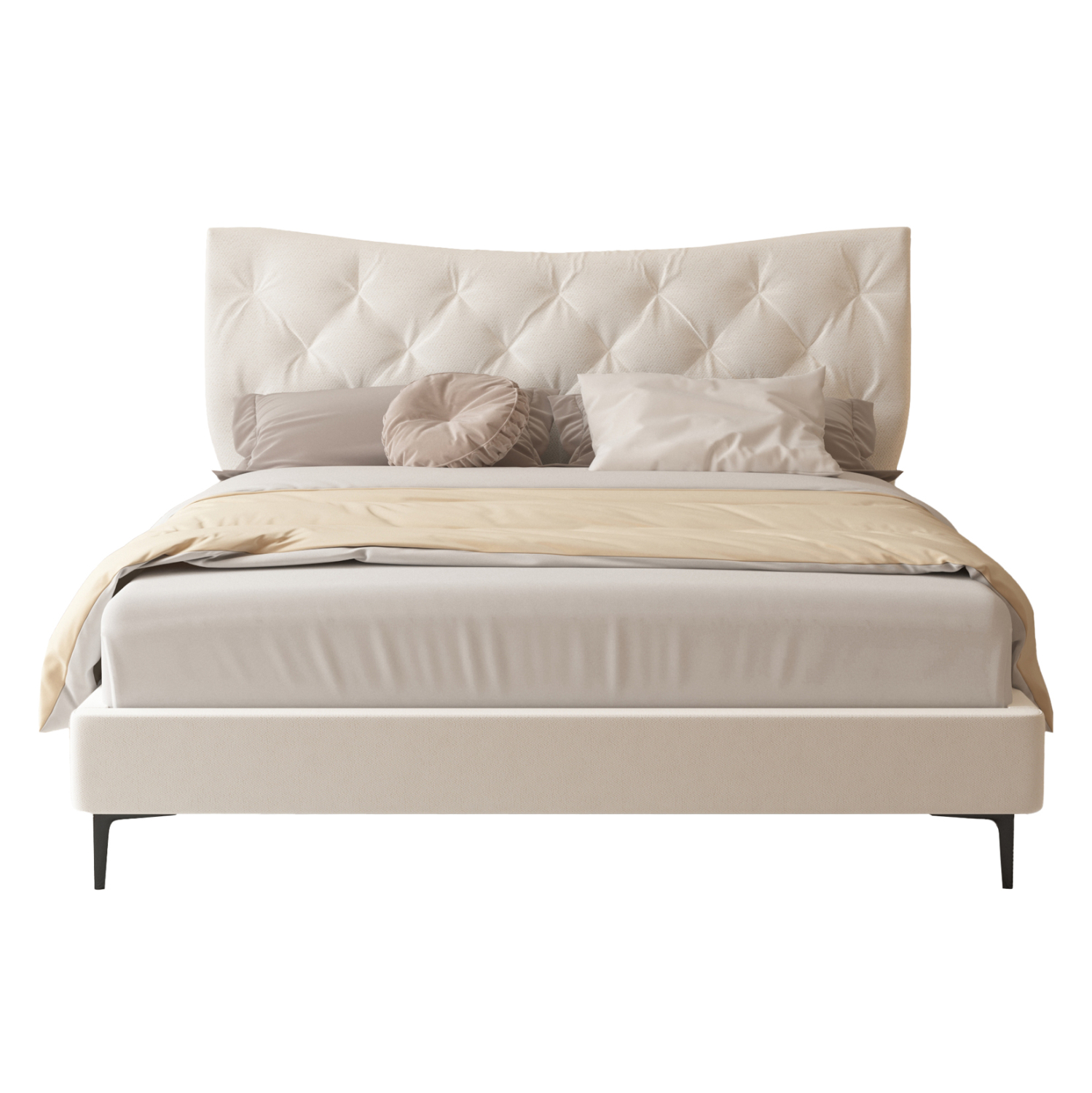 ΚΡΕΒΑΤΙ ΔΙΠΛΟ JILL HM737.03 ΥΦΑΣΜΑ ΣΕ ΜΠΕΖ--ΓΙΑ ΣΤΡΩΜΑ 160x200εκ. 4