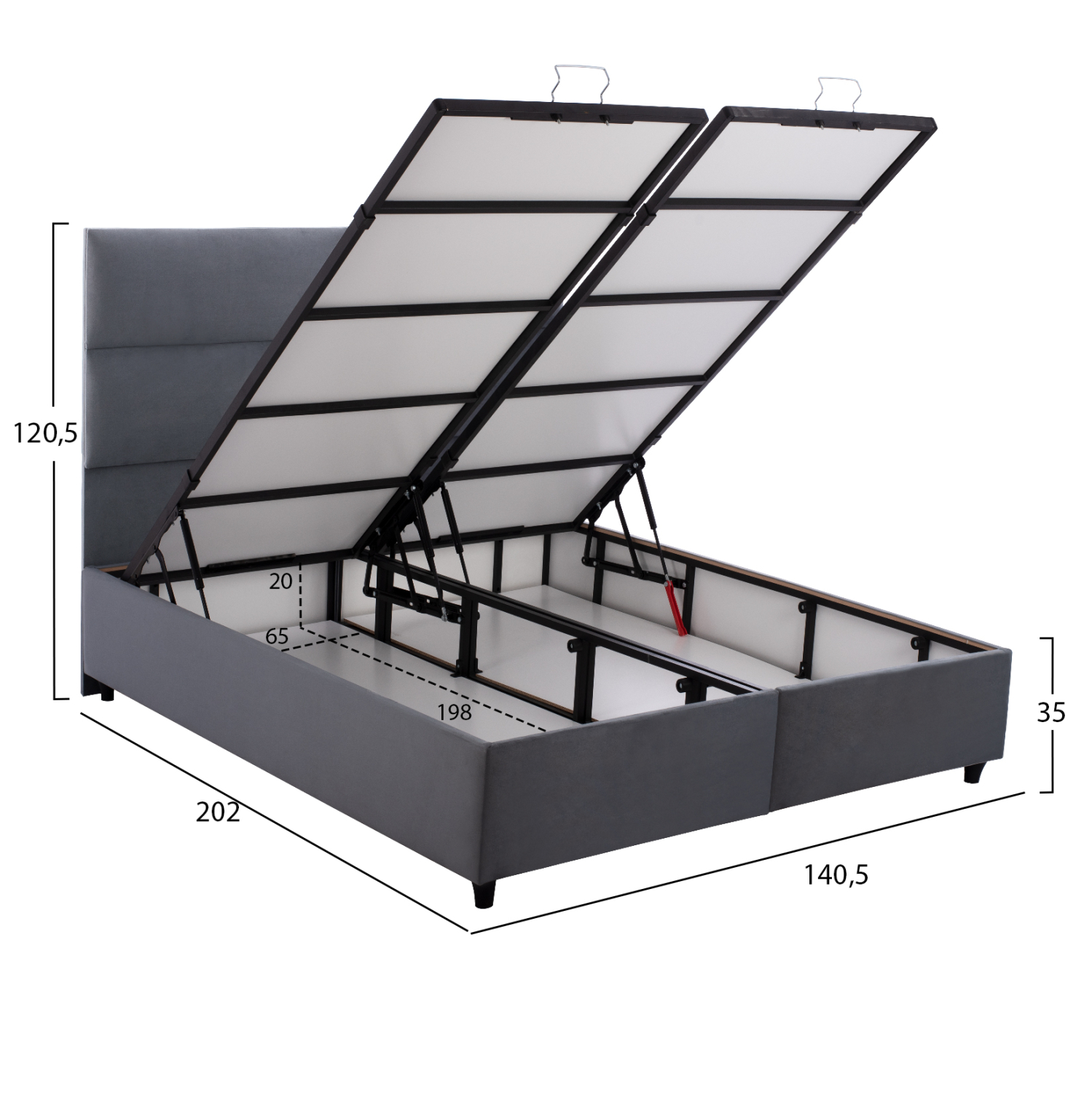 ΚΡΕΒΑΤΙ MILO ΜΕ ΑΠΟΘ.ΧΩΡΟ HM738.10 ΓΚΡΙ ΒΕΛΟΥΔΟ-- ΓΙΑ ΣΤΡΩΜΑ 140x200εκ 3