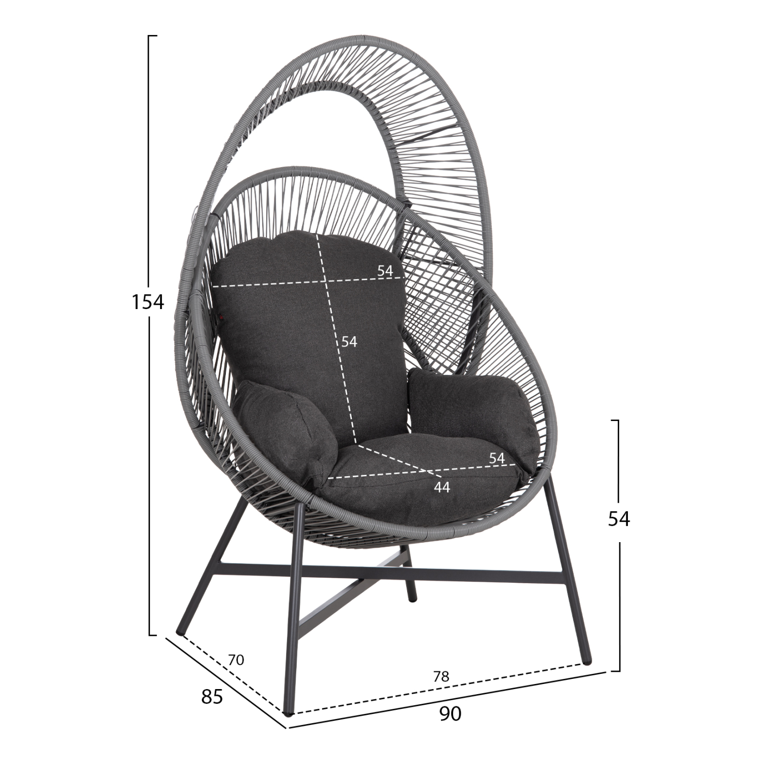 ΠΟΛΥΘΡΟΝΑ-ΦΩΛΙΑ RULER HM6506.01 ΓΚΡΙ ΜΕΤΑΛΛΟ-P.E.RATTAN-ΜΑΞΙΛΑΡΙΑ 90x85x154Υεκ 2