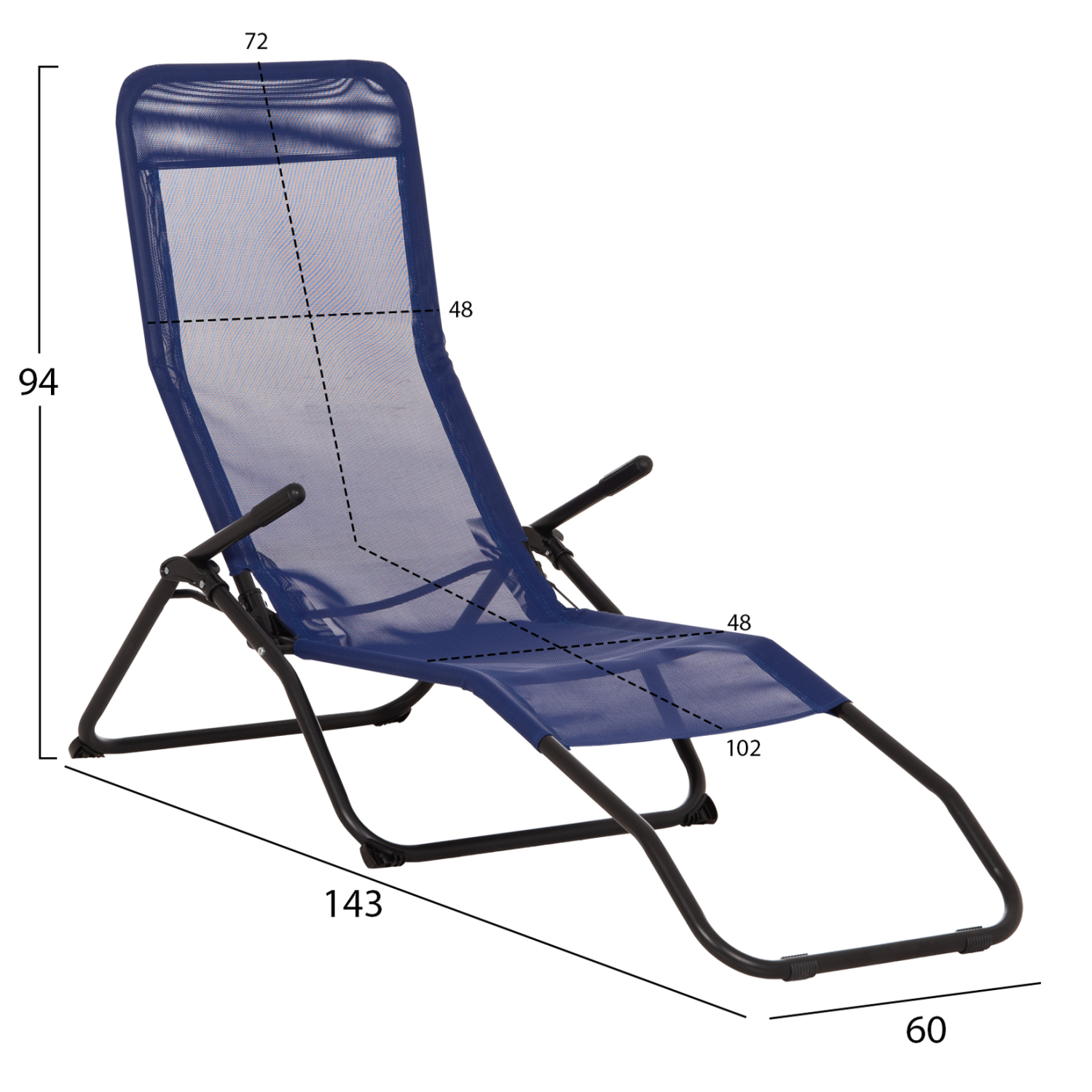 ΞΑΠΛΩΣΤΡΑ ΚΟΥΝΙΣΤΗ SWINGSAND HM6553.05 ΜΠΛΕ TEXTILENE--ΜΑΥΡΟ ΜΕΤΑΛΛΟ 143x60x94Υεκ 2