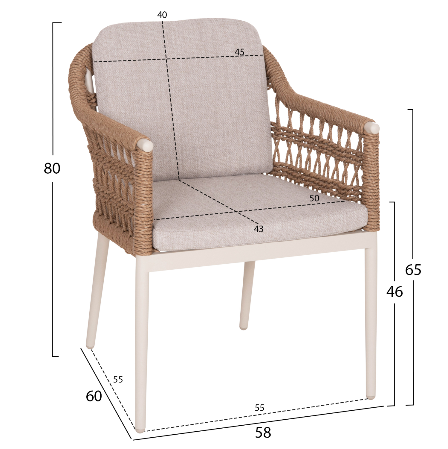 ΠΟΛΥΘΡΟΝΑ BOXER HM6556.02 ΑΛΟΥΜΙΝΙΟ &amp; OLEFIN ΜΠΕΖ-TWIST WICKER 58x60x80Yεκ 2
