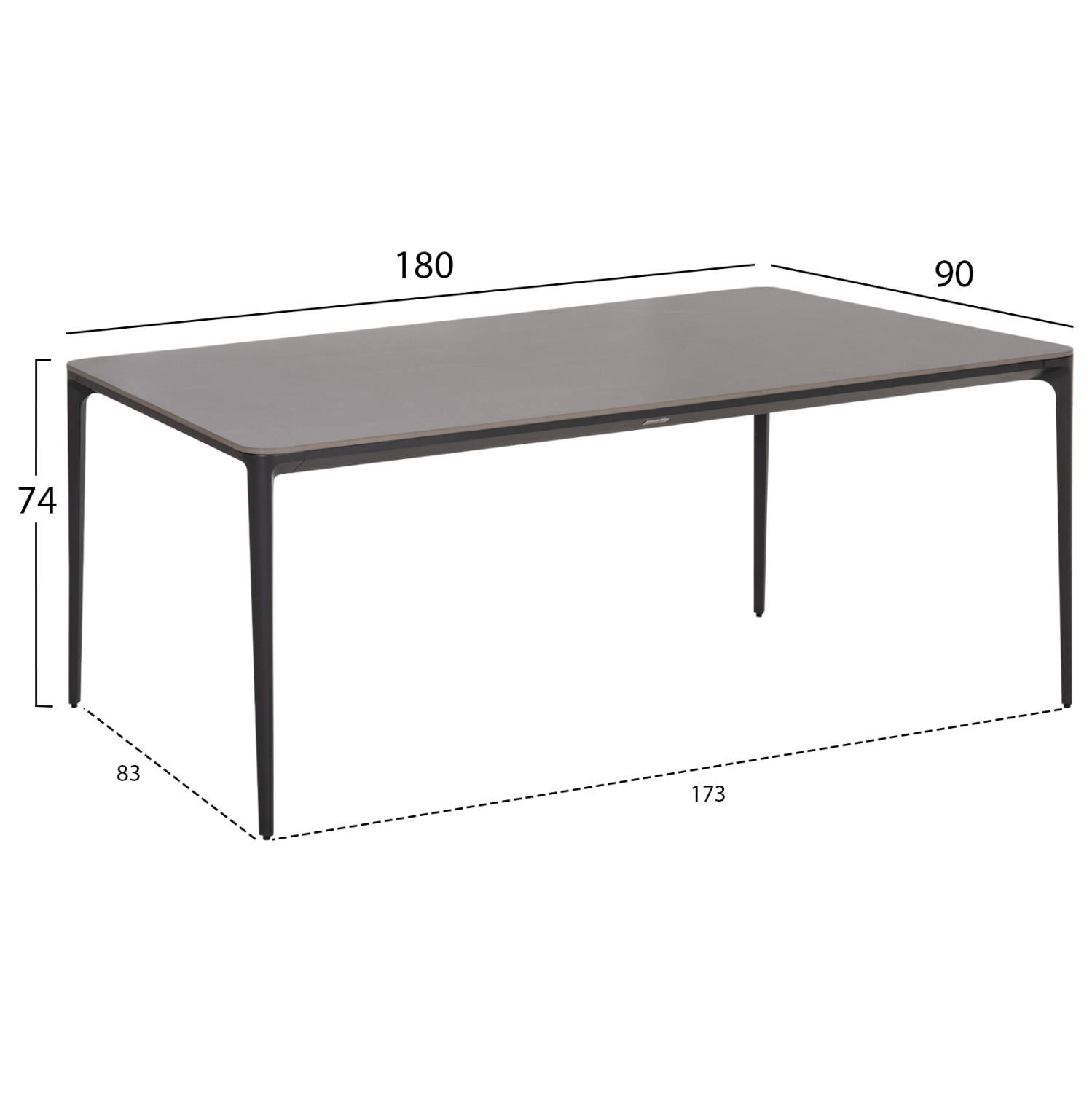ΤΡΑΠΕΖΙ ΤΡΑΠΕΖΑΡΙΑΣ STAD HM6557.01 ΓΚΡΙ ΑΛΟΥΜΙΝΙΟ &amp; SINTERED STONE TOP 180x90x74Υεκ 2