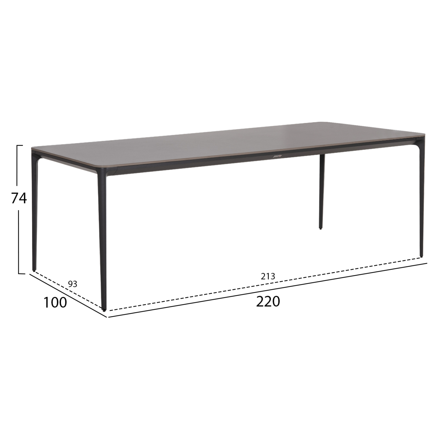 ΤΡΑΠΕΖΙ ΤΡΑΠΕΖΑΡΙΑΣ STAD HM6558.01 ΓΚΡΙ ΑΛΟΥΜΙΝΙΟ &amp; SINTERED STONE TOP 220x100x74Υεκ 2
