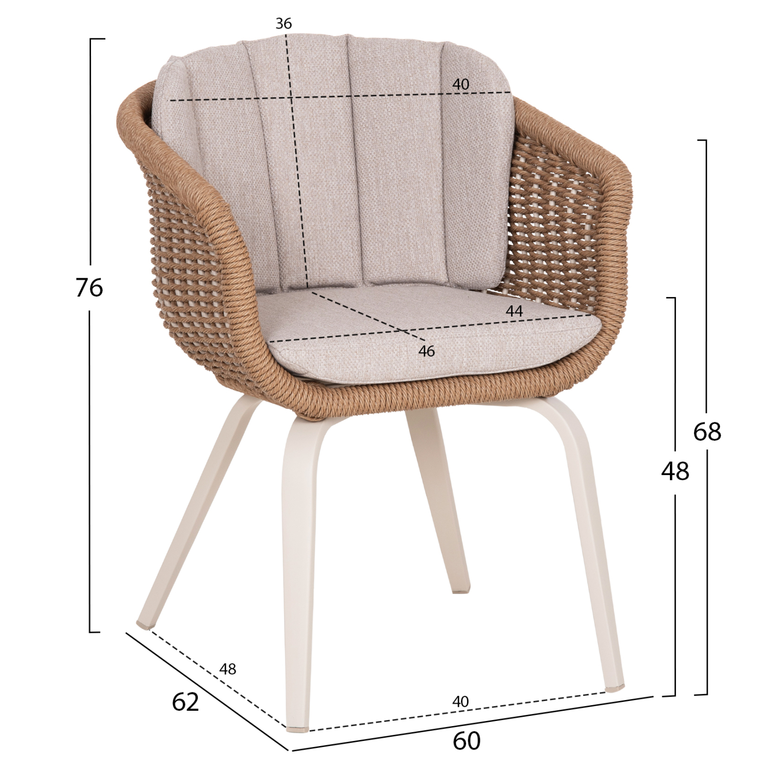 ΠΟΛΥΘΡΟΝΑ VICTUS HM6559.02 ΑΛΟΥΜΙΝΙΟ &amp; OLEFIN ΜΠΕΖ-TWIST WICKER 60x62x76Yεκ 2