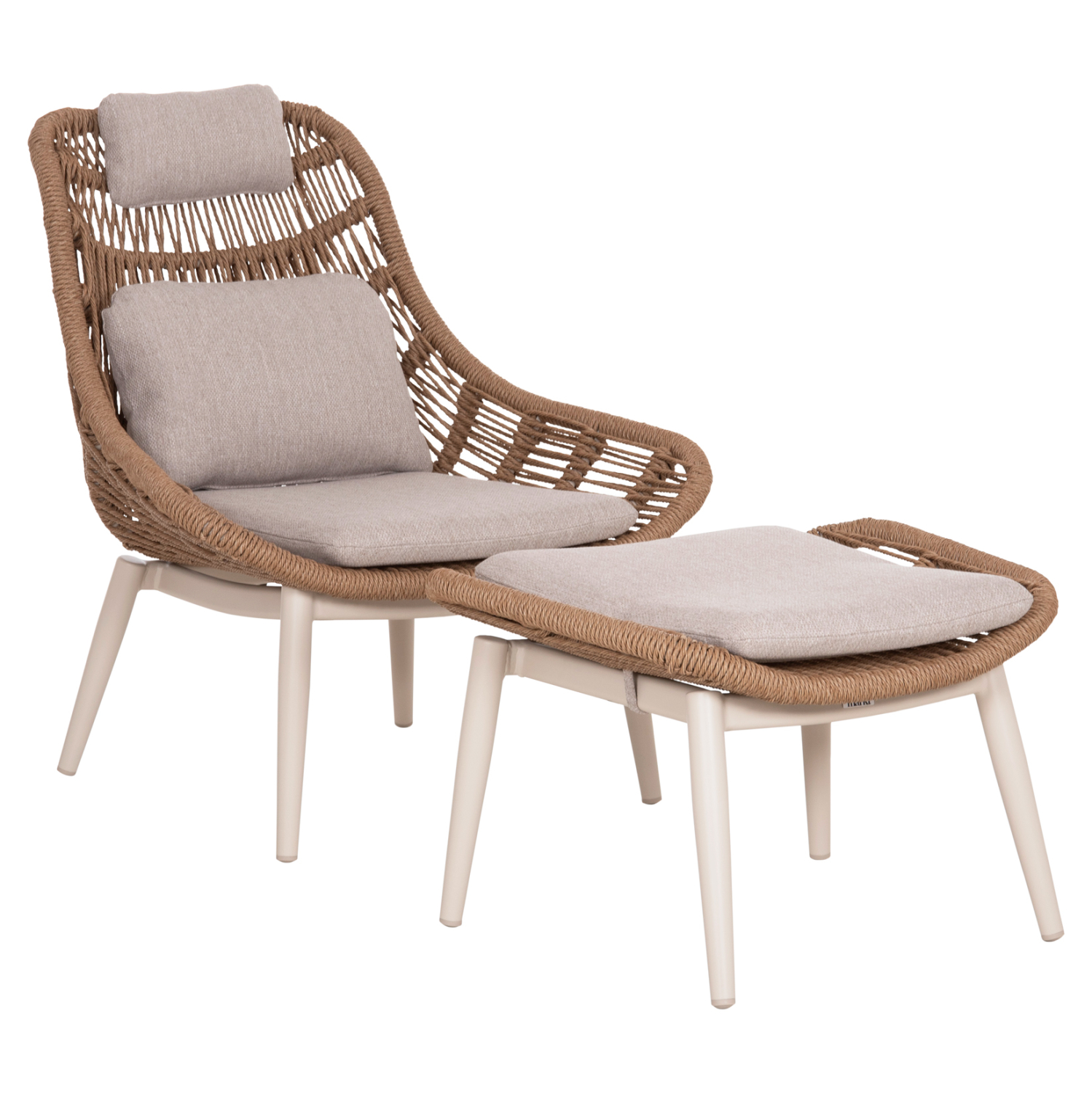 ΠΟΛΥΘΡΟΝΑ LOUNGE ΜΕ ΥΠΟΠΟΔΙΟ REMVAZZO HM6561.02 ΑΛΟΥΜΙΝΙΟ ΜΠΕΖ--WICKER 90x85x96Υεκ 1