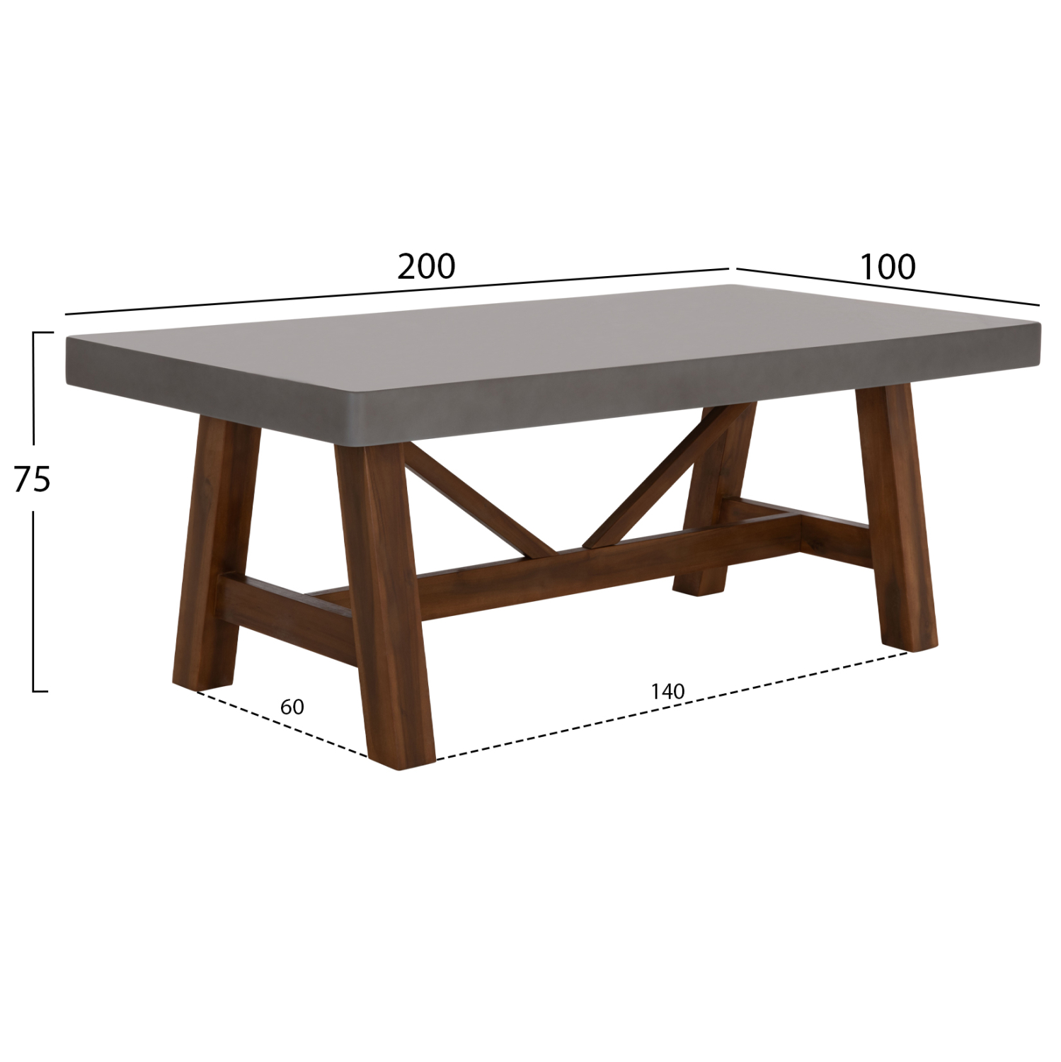 ΤΡΑΠΕΖΙ ΤΡΑΠΕΖΑΡΙΑΣ MAEVE HM6575.01 ΓΚΡΙ FIBER CEMENT--ΞΥΛΟ ΑΚΑΚΙΑΣ 200x100x75Υεκ 2