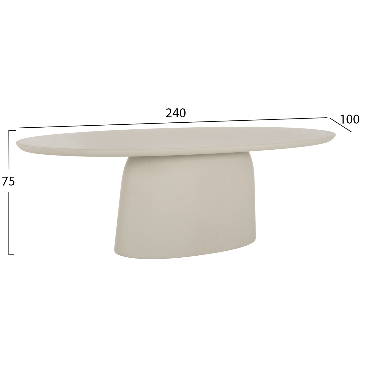 ΤΡΑΠΕΖΙ ΤΡΑΠΕΖΑΡΙΑΣ ΟΒΑΛ BRECCAN HM6577.02 ΜΠΕΖ FIBER CEMENT 240x100x75Υεκ. 2