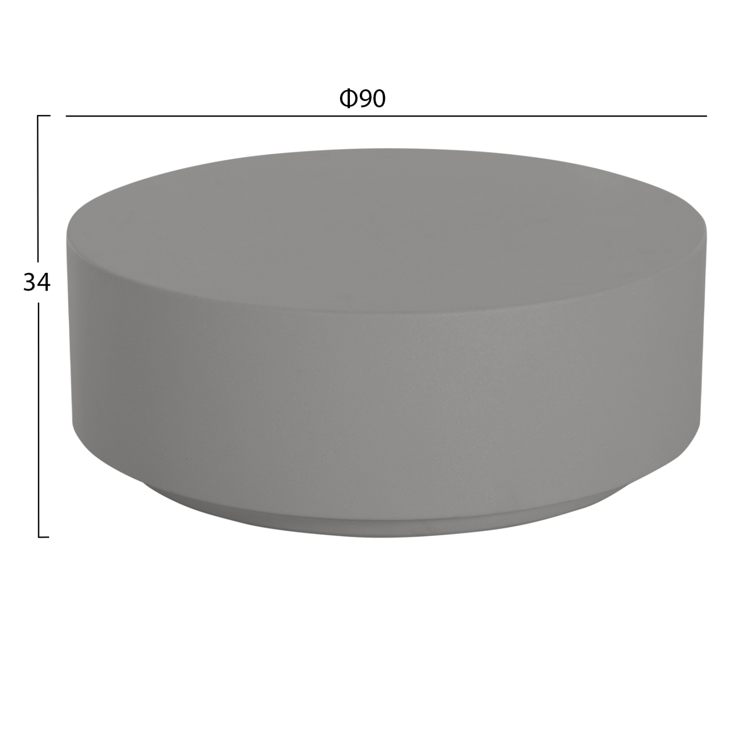 ΤΡΑΠΕΖΙ ΜΕΣΗΣ ΣΤΡΟΓΓΥΛΟ KYOKO HM6579.01 ΓΚΡΙ FIBER CEMENT Φ90x34Υεκ. 2