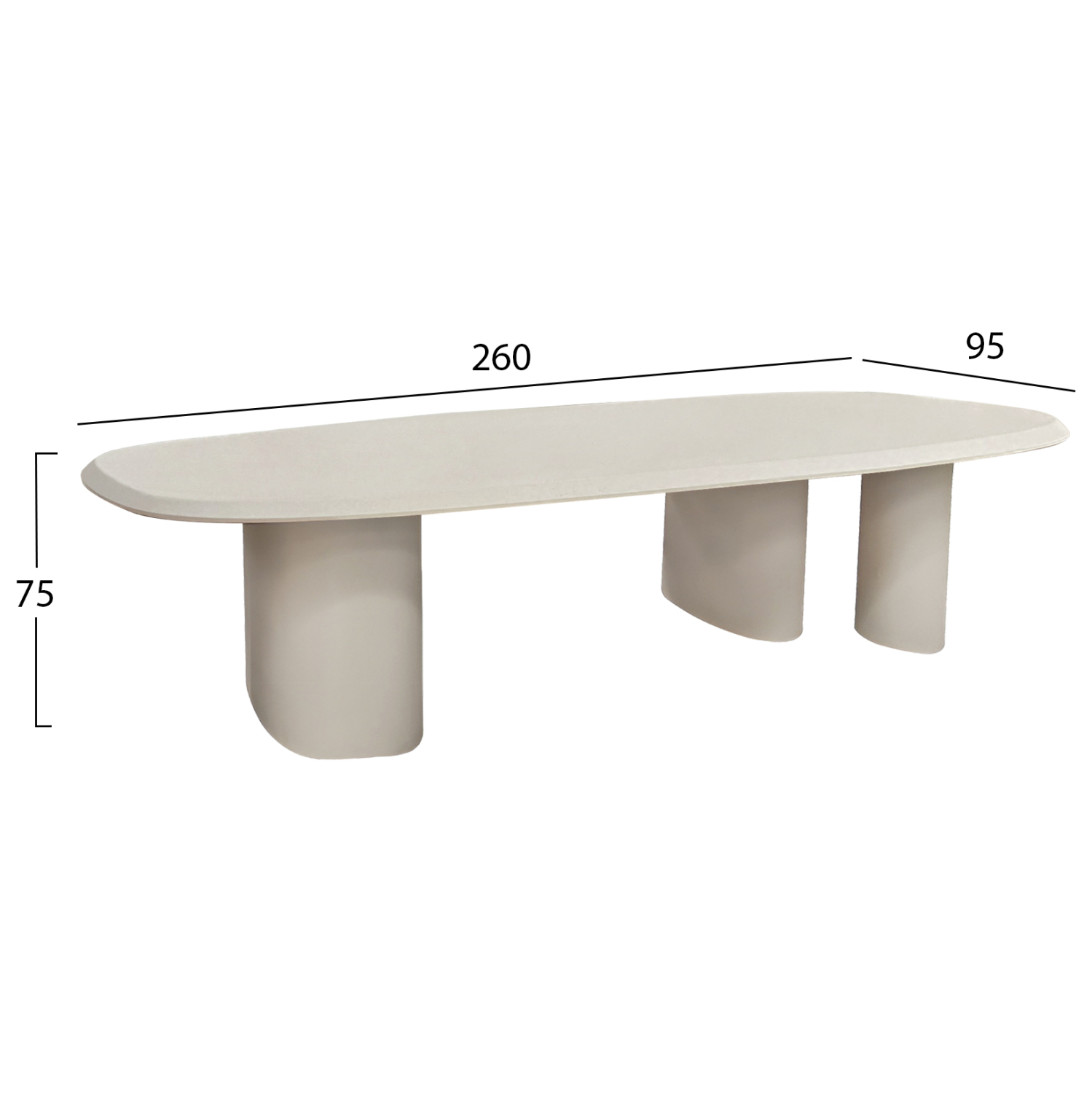 ΤΡΑΠΕΖΙ ΤΡΑΠΕΖΑΡΙΑΣ FIBER CEMENT ΟΒΑΛ GLEN HM6598.02 ΜΠΕΖ 260x95x75Υεκ 2