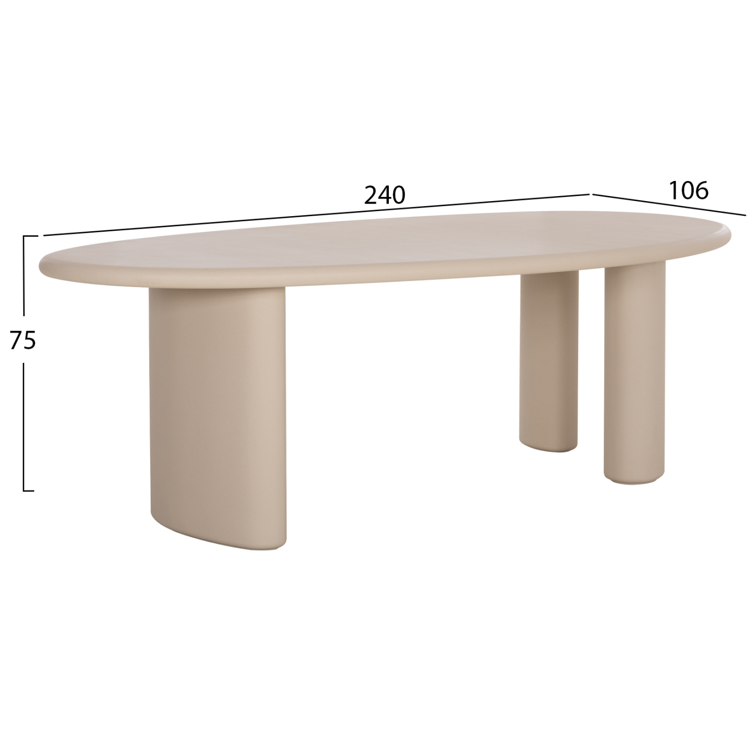 ΤΡΑΠΕΖΙ ΤΡΑΠΕΖΑΡΙΑΣ FIBER CEMENT ΟΒΑΛ VOLPE HM6599.02 ΜΠΕΖ 240x106x75Υεκ 2