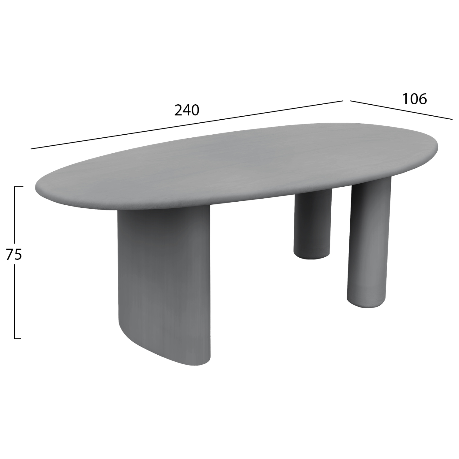 ΤΡΑΠΕΖΙ ΤΡΑΠΕΖΑΡΙΑΣ FIBER CEMENT ΟΒΑΛ VOLPE HM6599.01 ΓΚΡΙ 240x106x75Υεκ 2