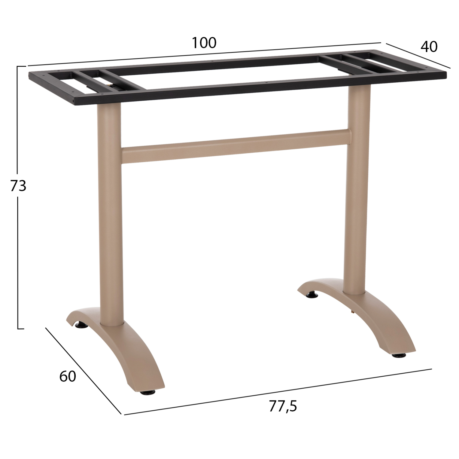 ΒΑΣΗ ΤΡΑΠΕΖΙΟΥ ΑΛΟΥΜΙΝΙΟΥ ΔΙΣΤΗΛΗ HM461.25 CAPPUCINO ΜΕ ΡΕΓΟΥΛΑΤΟΡΟΥΣ 100Χ60Χ73Υεκ. 2