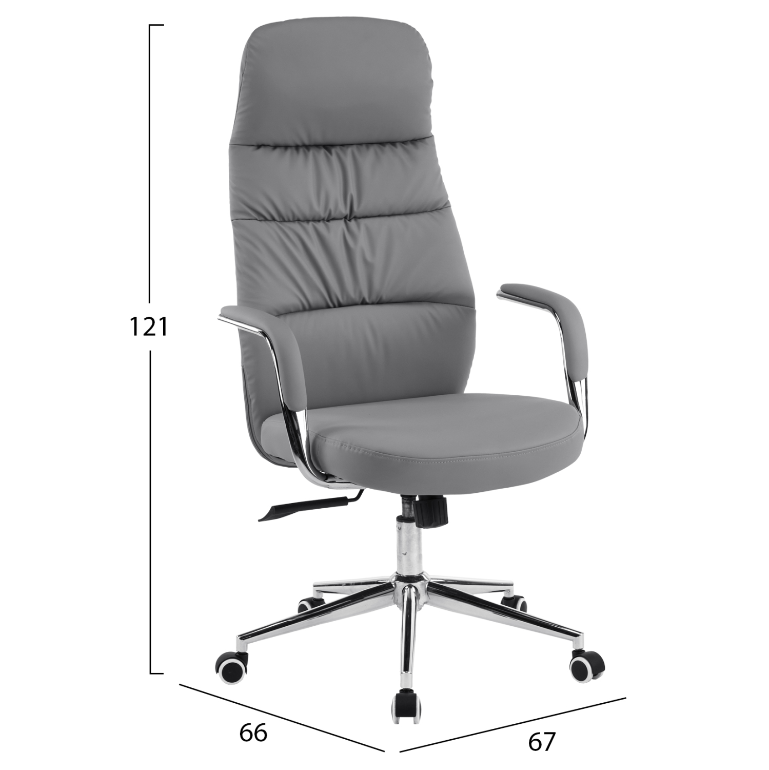 ΚΑΡΕΚΛΑ ΓΡΑΦΕΙΟΥ TEETER HM18355.10 ΓΚΡΙ PU ΔΕΡΜΑ--ΒΑΣΗ ΧΡΩΜΙΟΥ 67x66x121Υεκ 2