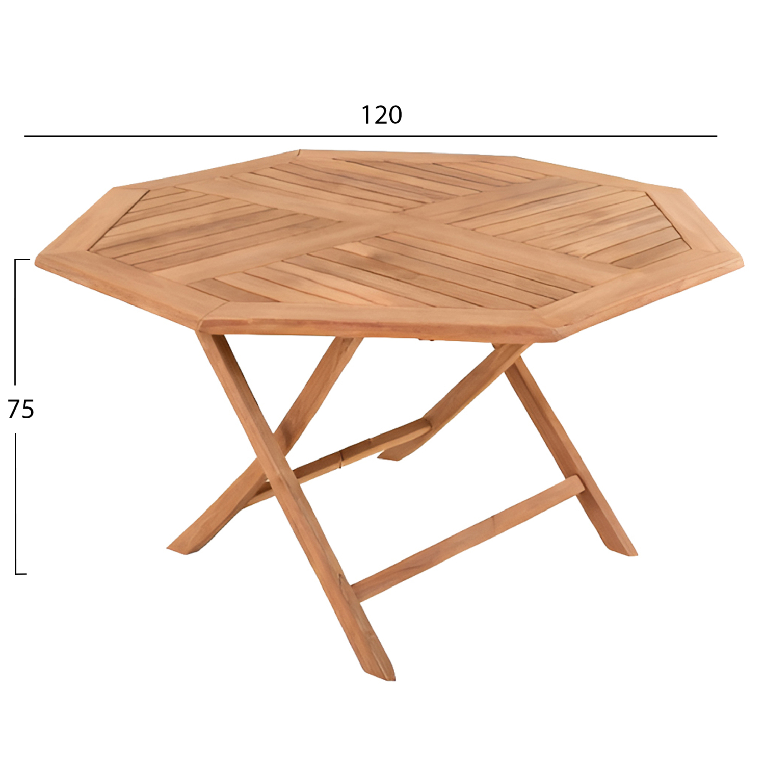 ΤΡΑΠΕΖΙ ΠΟΛΥΓΩΝΟ ΠΤΥΣΣΟΜΕΝΟ KARLIN HM6618 ΞΥΛΟ TEAK ΣΕ ΦΥΣΙΚΟ ΧΡΩΜΑ 120x120x75Yεκ. 2