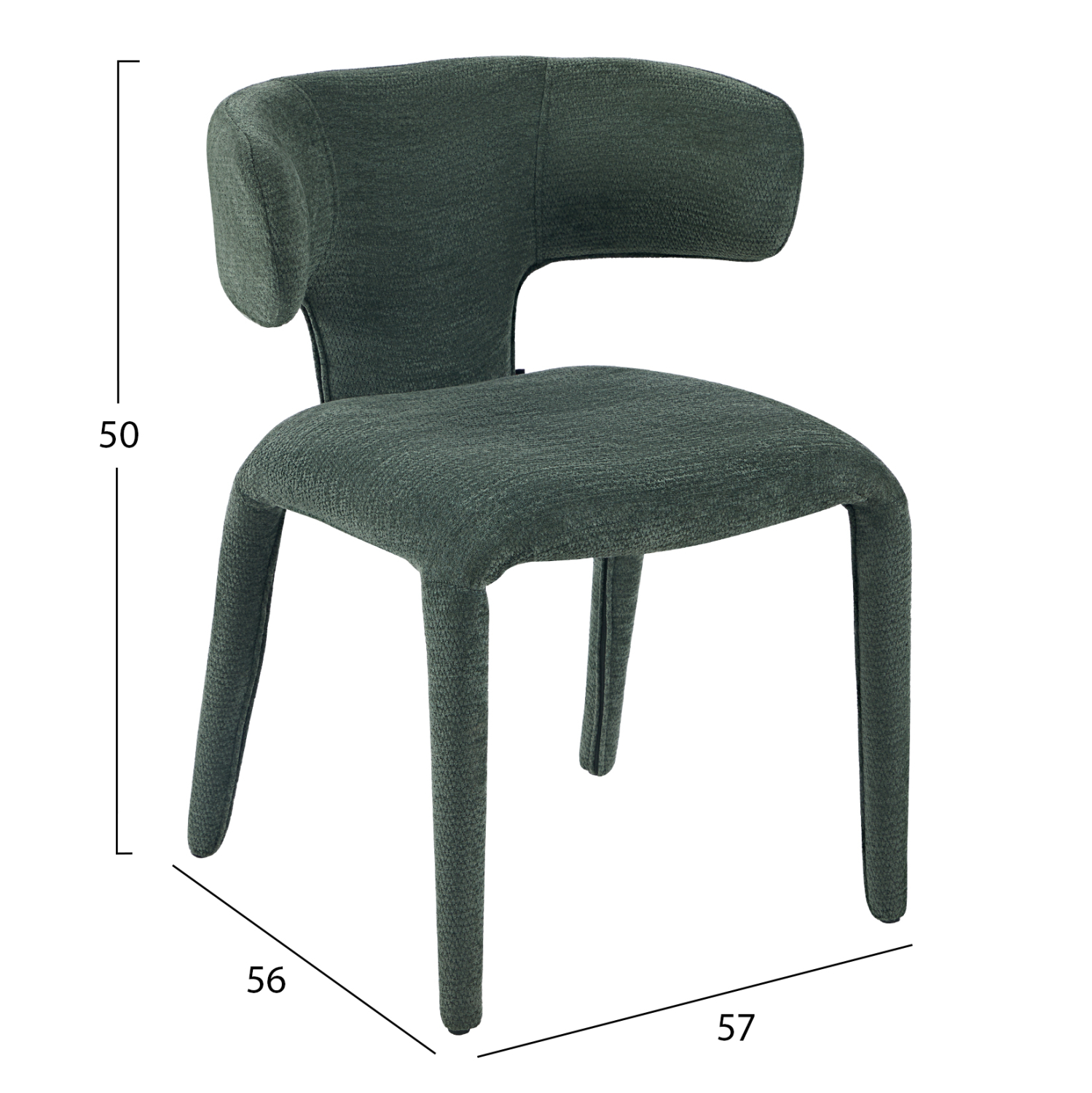 ΠΟΛΥΘΡΟΝΑ ΤΡΑΠΕΖΑΡΙΑΣ BIEN HM18361.04 ΠΡΑΣΙΝΟ ΥΦΑΣΜΑ 49,5x55,5x76Υεκ. 2