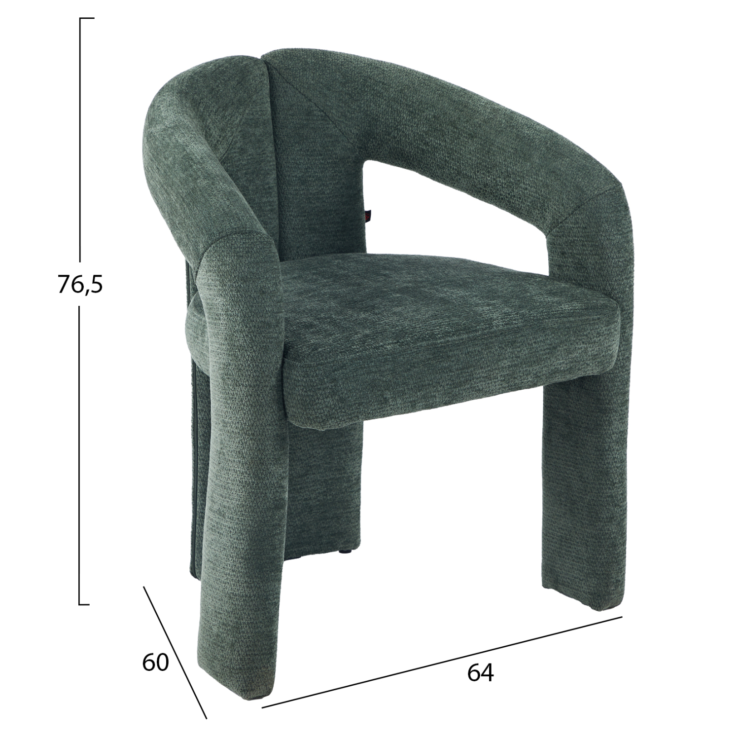 ΠΟΛΥΘΡΟΝΑ ΤΡΑΠΕΖΑΡΙΑΣ NEZA HM18362.04 ΠΡΑΣΙΝΟ ΥΦΑΣΜΑ 64x60x76,5Υεκ 2