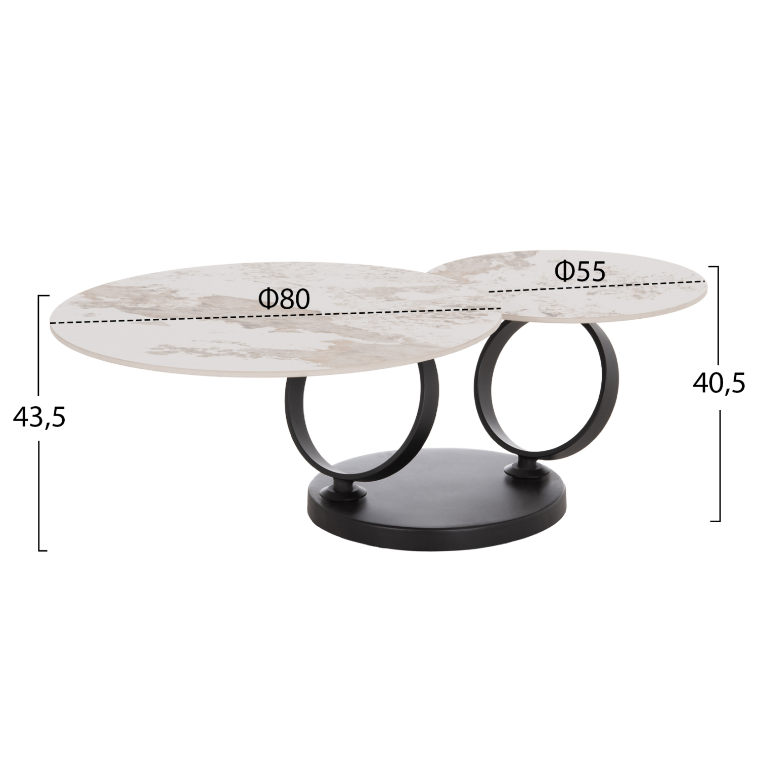 ΤΡΑΠΕΖΙ ΣΑΛΟΝΙΟΥ ΔΙΠΛΟ NUBISA HM18364.01 ΜΕΤΑΛΛΟ--SINTERED STONE PANDORA Φ80Χ43.5Υεκ 2