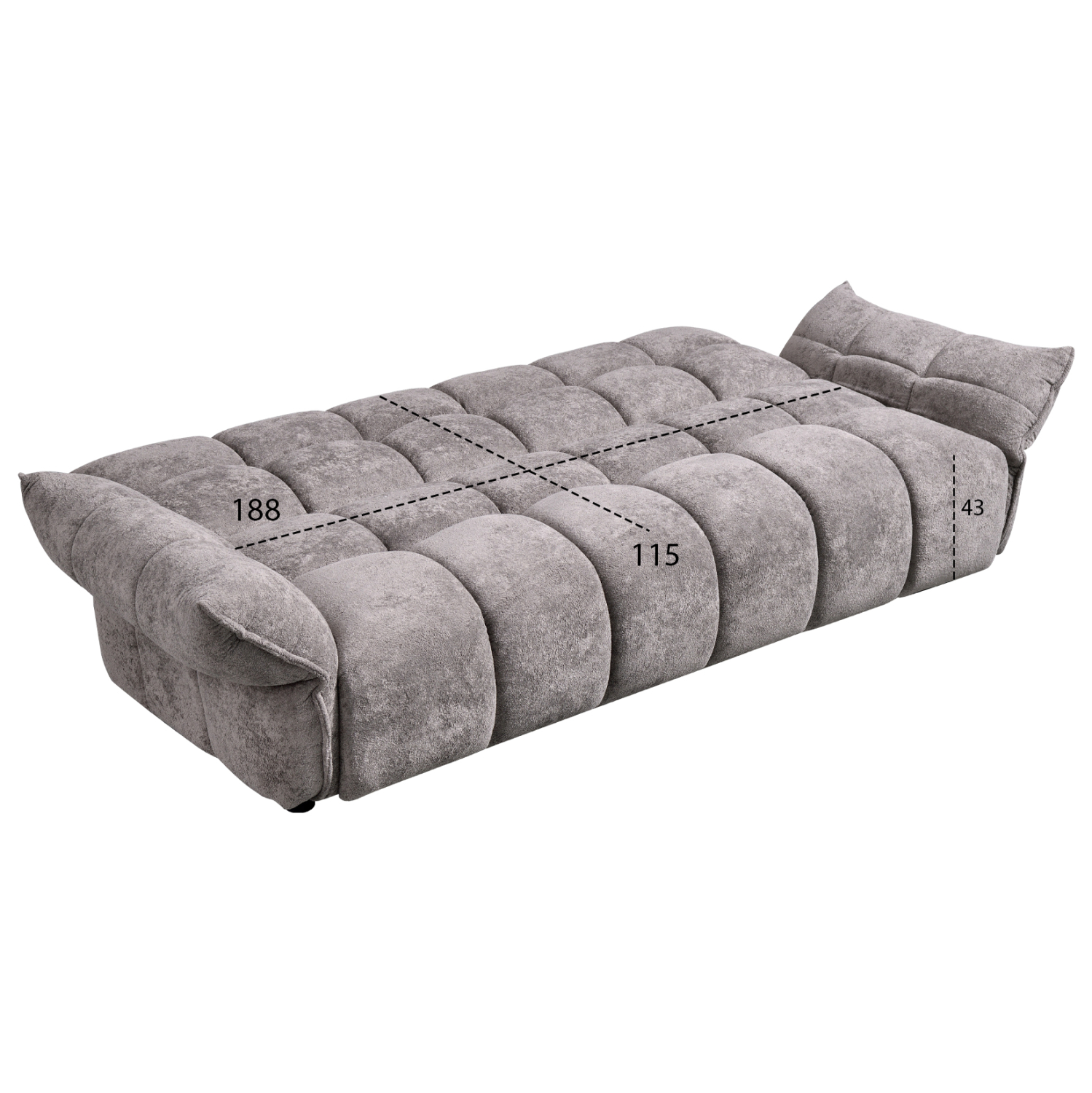 ΚΑΝΑΠΕΣ ΚΡΕΒΑΤΙ MELU HM3314.01 ΓΚΡΙ ΥΦΑΣΜΑ--ΚΑΘΙΣΜΑ POCKET SPRINGS 240-250x90x85Υεκ. 3