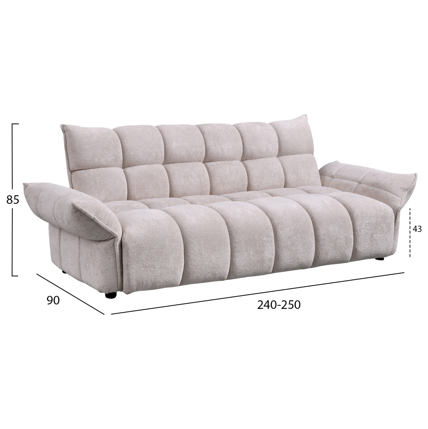 ΚΑΝΑΠΕΣ ΚΡΕΒΑΤΙ MELU HM3314.02 ΜΠΕΖ ΥΦΑΣΜΑ--ΚΑΘΙΣΜΑ POCKET SPRINGS 240-250x90x85Υεκ. 2