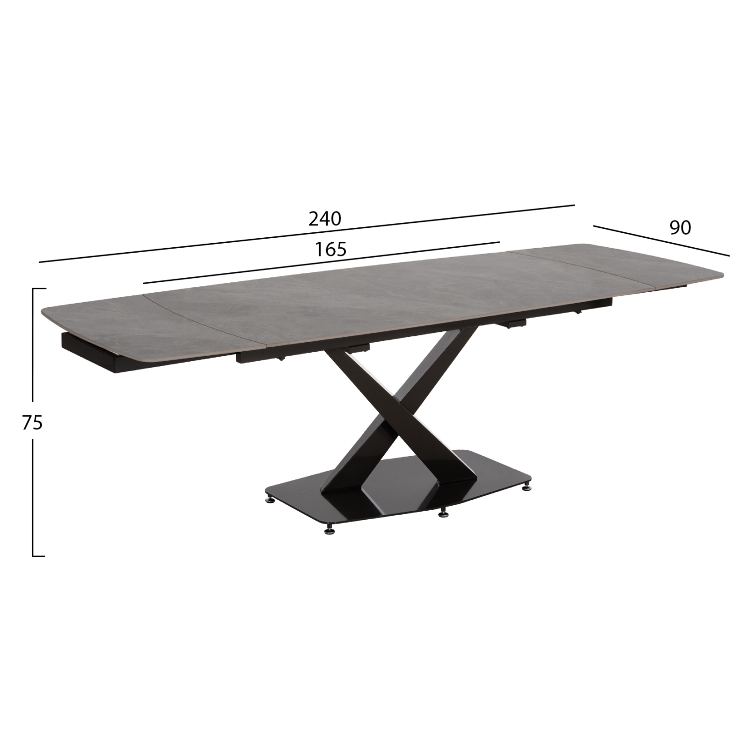 ΤΡΑΠΕΖΙ ΕΠΕΚΤΕΙΝΟΜΕΝΟ HOKU HM18410 ΚΕΡΑΜΙΚΟ TOP ΣΕ ΓΚΡΙ ΜΑΡΜΑΡΟ 165/240x90x75Υεκ. 2
