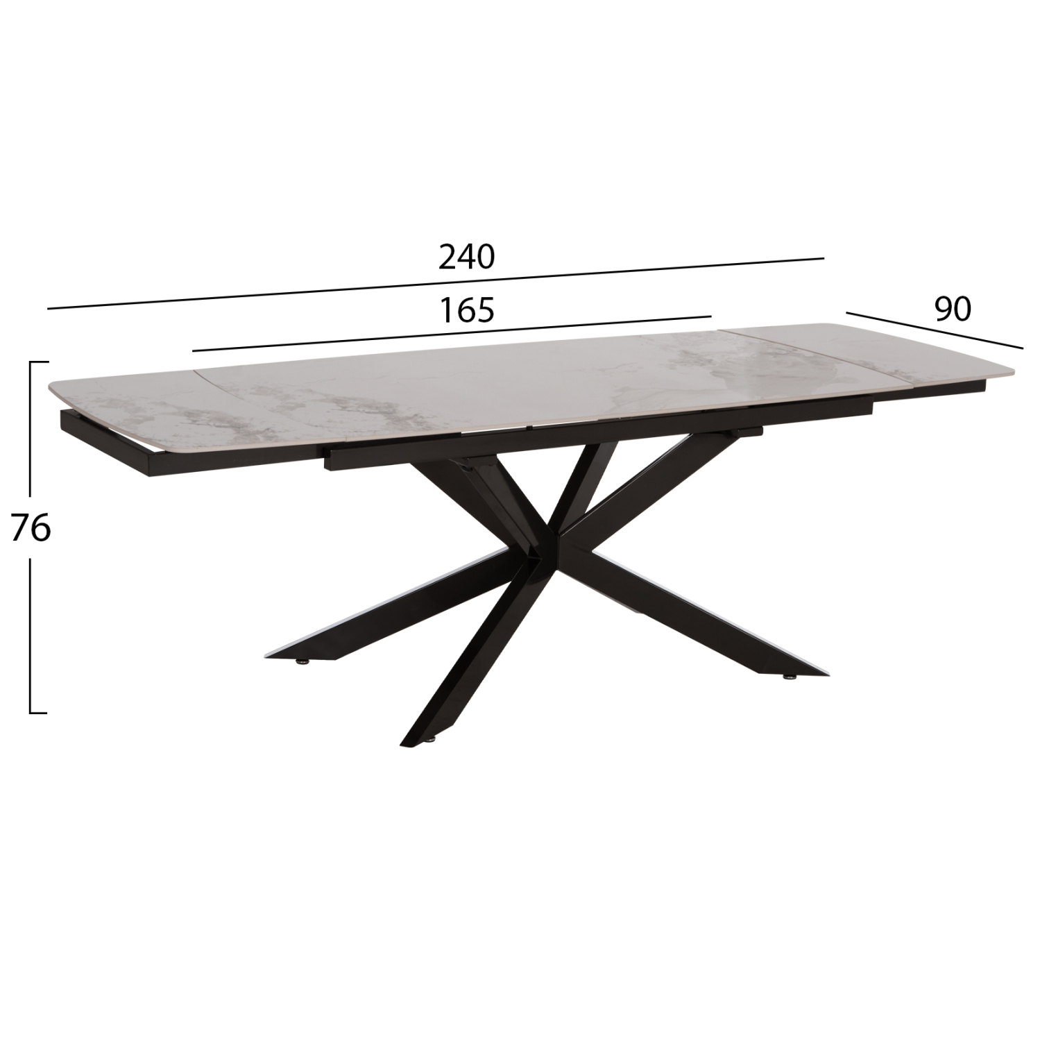 ΤΡΑΠΕΖΙ ΕΠΕΚΤΕΙΝΟΜΕΝΟ AIRA HM18411 ΚΕΡΑΜΙΚΟ TOP ΣΕ ΛΕΥΚΟ/ΚΑΦΕ ΜΑΡΜΑΡΟ 165/240x90x76Υεκ 2