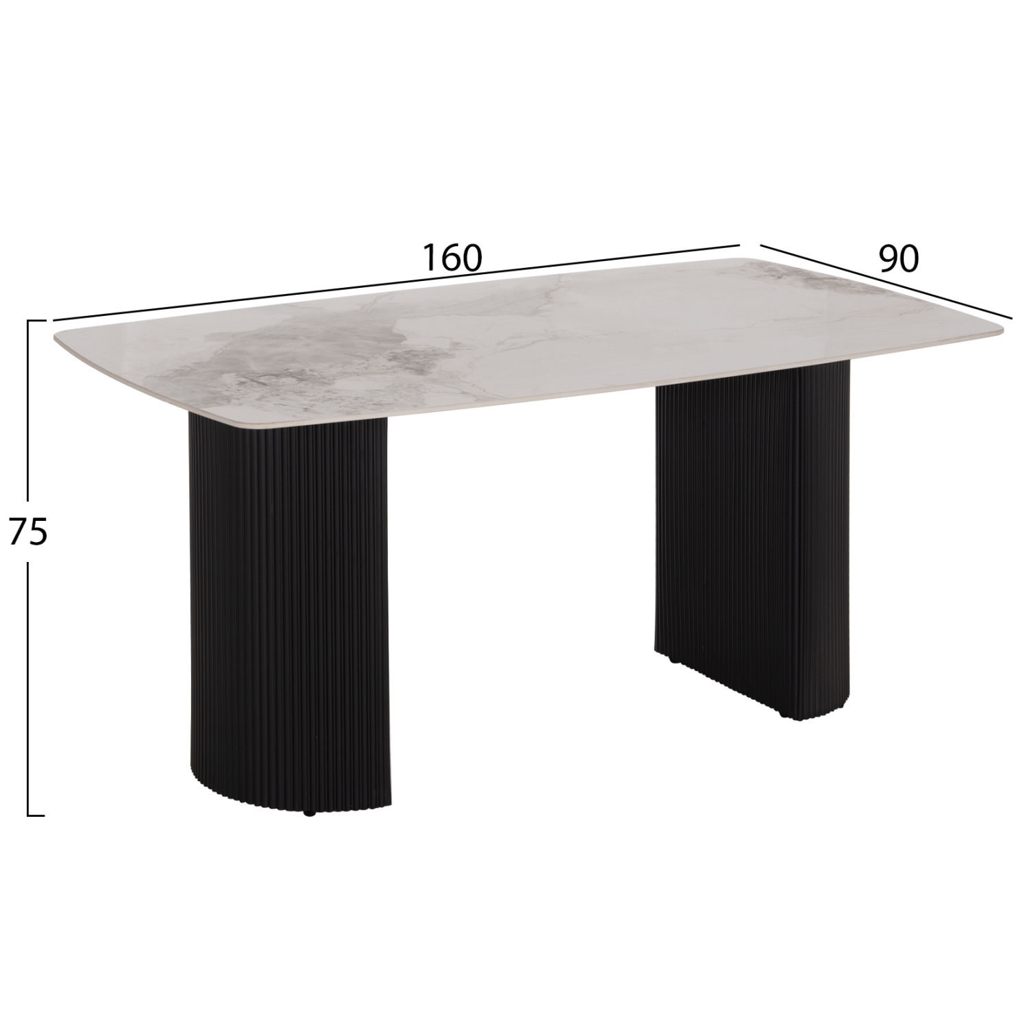 ΤΡΑΠΕΖΙ ΤΡΑΠΕΖΑΡΙΑΣ MINAO HM18418 MDF ΠΟΔΙΑ ΣΕ ΣΚΟΥΡΟ ΓΚΡΙ--ΚΕΡΑΜΙΚΟ TOP 160x90x75Υεκ 2