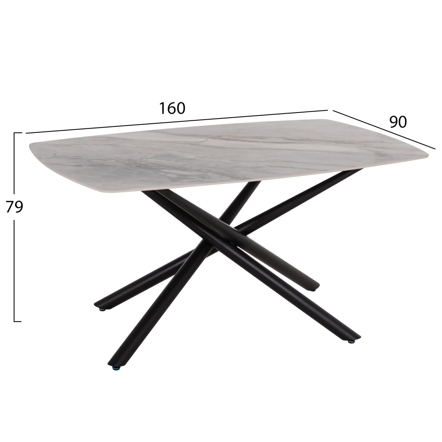 ΤΡΑΠΕΖΙ ΤΡΑΠΕΖΑΡΙΑΣ ISKA HM18420 ΚΕΡΑΜΙΚΟ TOP ΣΕ ΛΕΥΚΟ/ΚΑΦΕ ΜΑΡΜΑΡΟ 160x90x79Υεκ 2