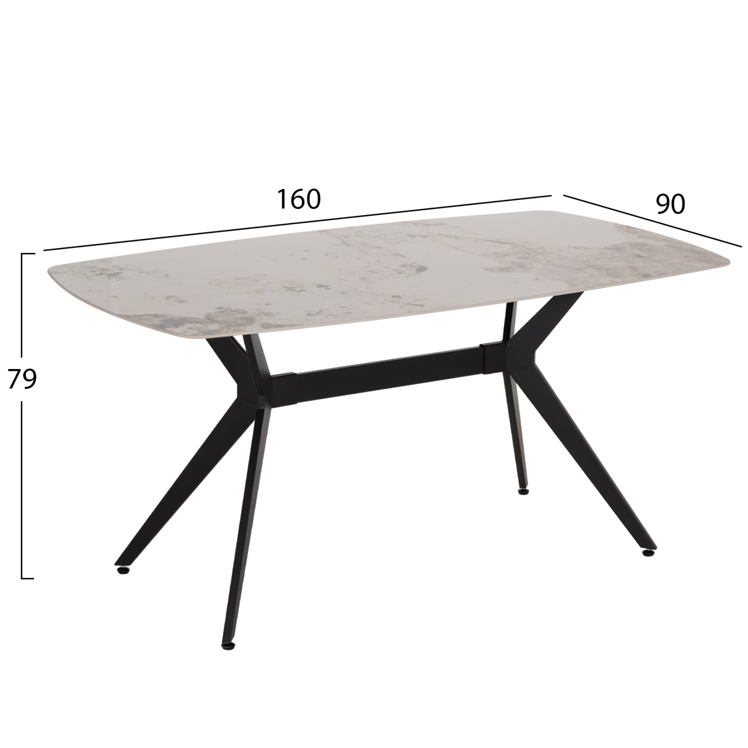 ΤΡΑΠΕΖΙ ΤΡΑΠΕΖΑΡΙΑΣ AIKA HM18421 ΚΕΡΑΜΙΚΟ TOP ΣΕ ΛΕΥΚΟ/ΧΡΥΣΟ ΜΑΡΜΑΡΟ 160x90x79Υεκ 2