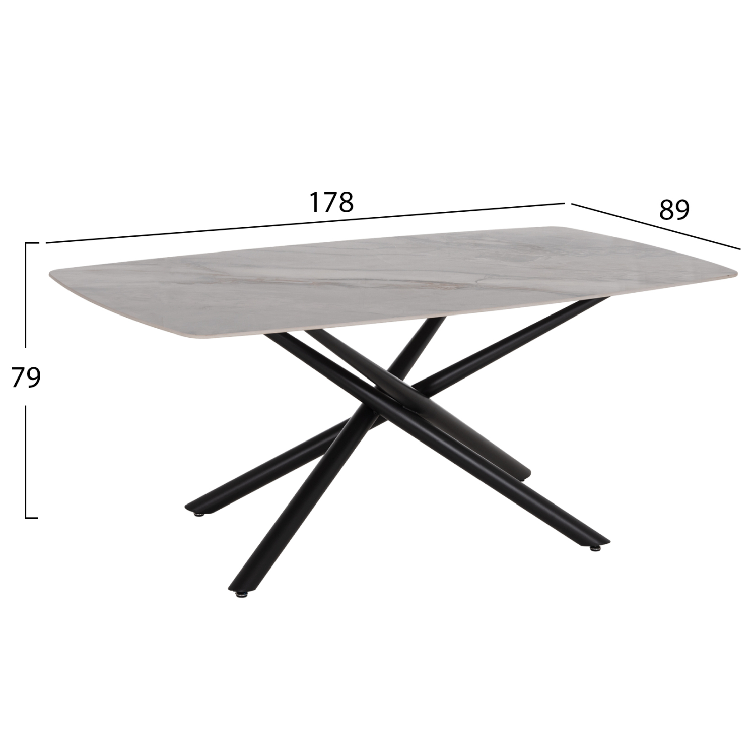 ΤΡΑΠΕΖΙ ΤΡΑΠΕΖΑΡΙΑΣ ISKA HM18423 ΚΕΡΑΜΙΚΟ TOP ΣΕ ΛΕΥΚΟ/ΚΑΦΕ ΜΑΡΜΑΡΟ 178x89x79Υεκ 2