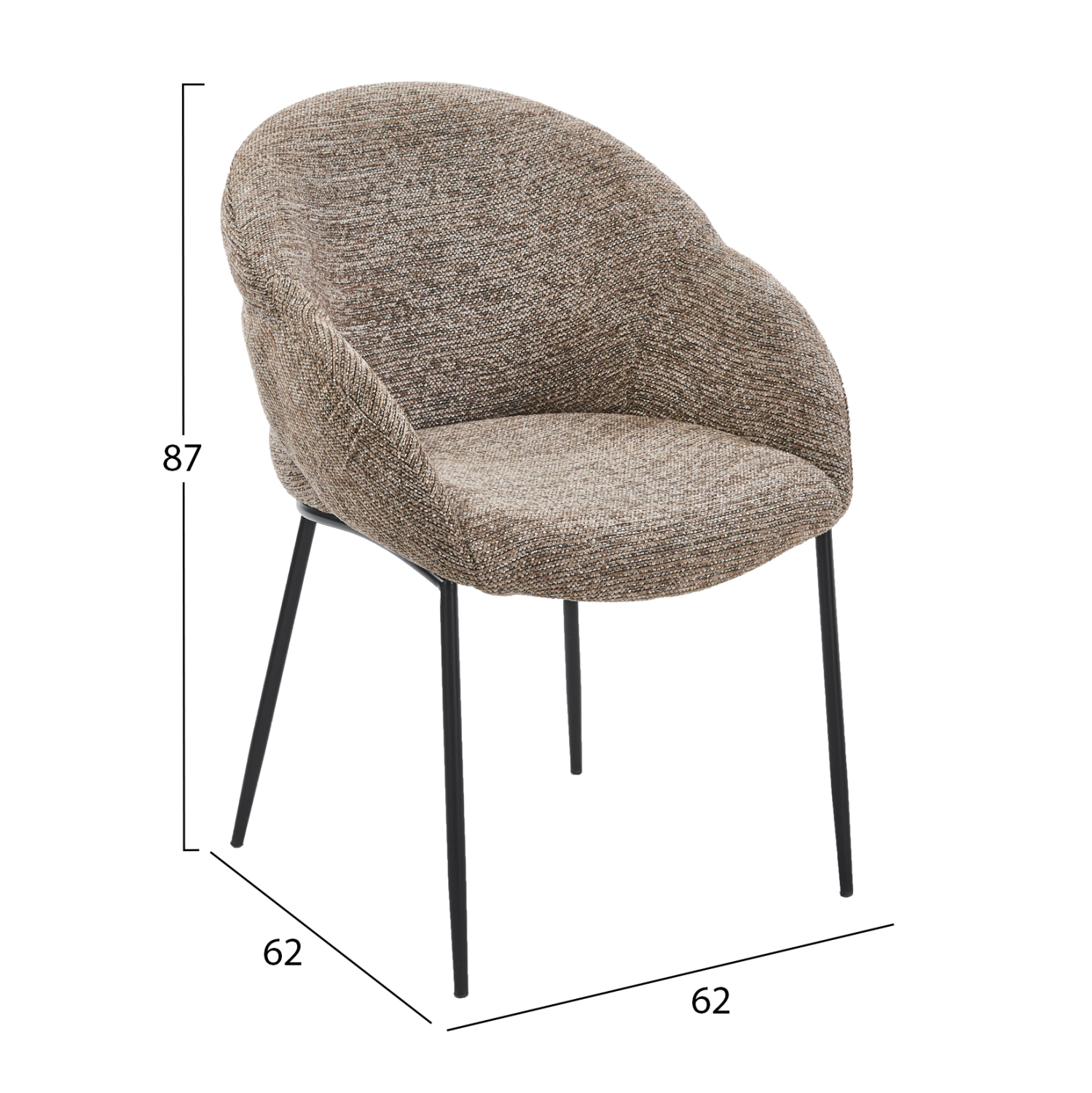 ΠΟΛΥΘΡΟΝΑ ΤΡΑΠΕΖΑΡΙΑΣ DRENNY HM18424.03 TAUPE ΥΦΑΣΜΑ-ΜΕΤΑΛ.ΜΑΥΡΑ ΠΟΔΙΑ 62x63x85Υεκ 2