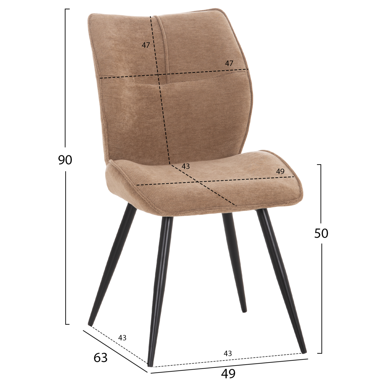 ΚΑΡΕΚΛΑ ΤΡΑΠΕΖΑΡΙΑΣ GAFF HM18425.03 TAUPE ΥΦΑΣΜΑ-ΜΕΤΑΛ.ΜΑΥΡΑ ΠΟΔΙΑ 49x63x90Υεκ 2