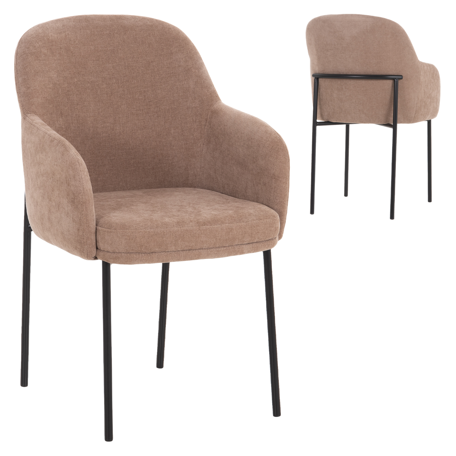 ΠΟΛΥΘΡΟΝΑ ΤΡΑΠΕΖΑΡΙΑΣ MANIDO HM18429.03 TAUPE ΥΦΑΣΜΑ-ΜΕΤΑΛ.ΜΑΥΡΑ ΠΟΔΙΑ 54x61x87Υεκ 1