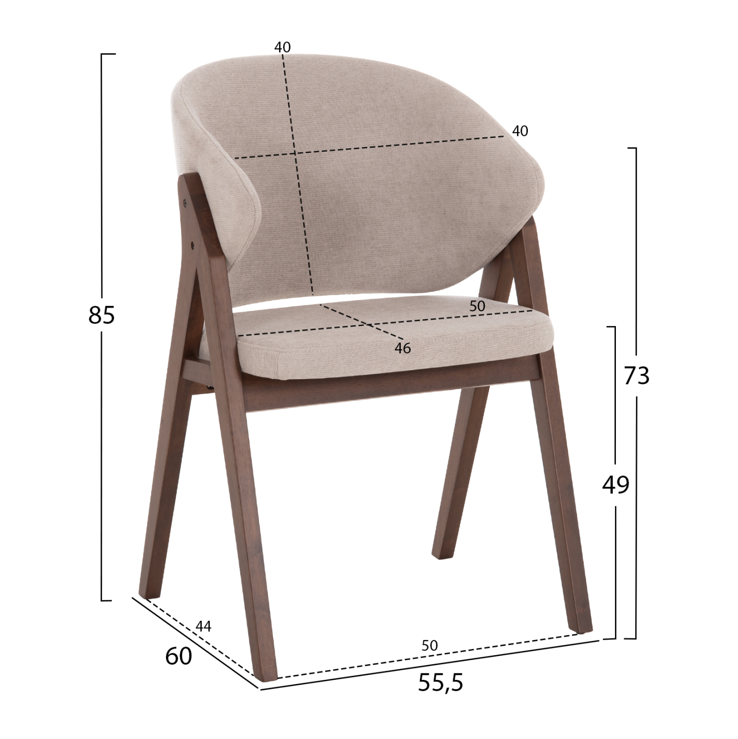 ΚΑΡΕΚΛΑ HANA HM9746.11 RUBBERWOOD ΣΕ ΚΑΡΥΔΙ ΧΡΩΜΑ-ΜΠΕΖ ΥΦΑΣΜΑ 55,5x60x85Yεκ. 2