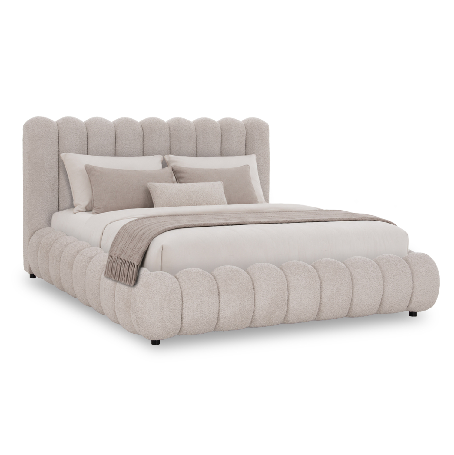 ΚΡΕΒΑΤΙ ΥΠΕΡΔΙΠΛΟ BUBBLE SM758.03 ΜΠΕΖ CHENILLE ΥΦΑΣΜΑ ΓΙΑ ΣΤΡΩΜΑ 180x200εκ 1