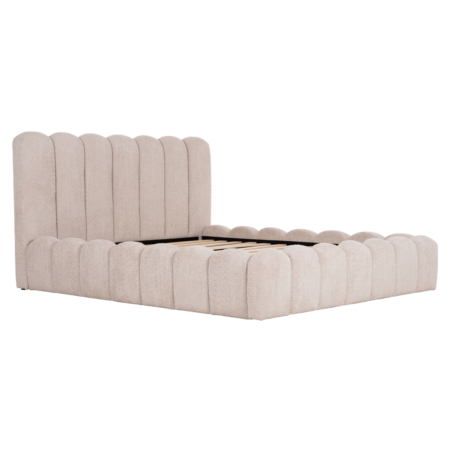 ΚΡΕΒΑΤΙ ΔΙΠΛΟ MARIUS HM759.03 ΜΠΕΖ CHENILLE ΥΦΑΣΜΑ-- ΓΙΑ ΣΤΡΩΜΑ 160x200εκ 5